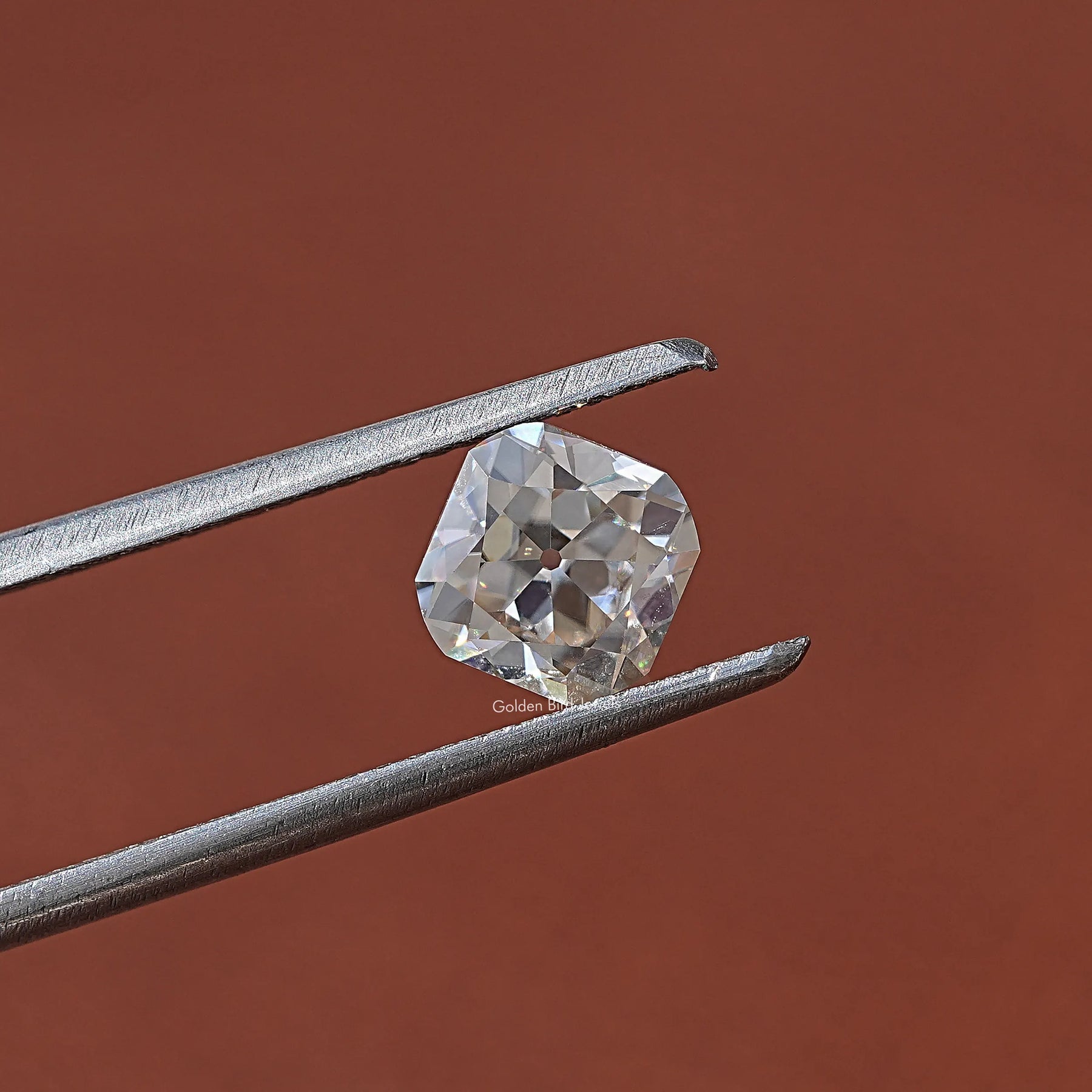 Twijer holding in the Old Mine Cushion Cut Loose Stone In White Gold