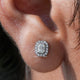 Emerald Cut Moissanite Halo Stud Earrings