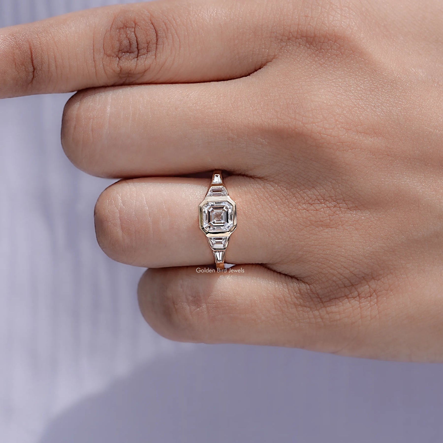 Asscher And Trapezoid Lab Diamond Five Stone Ring