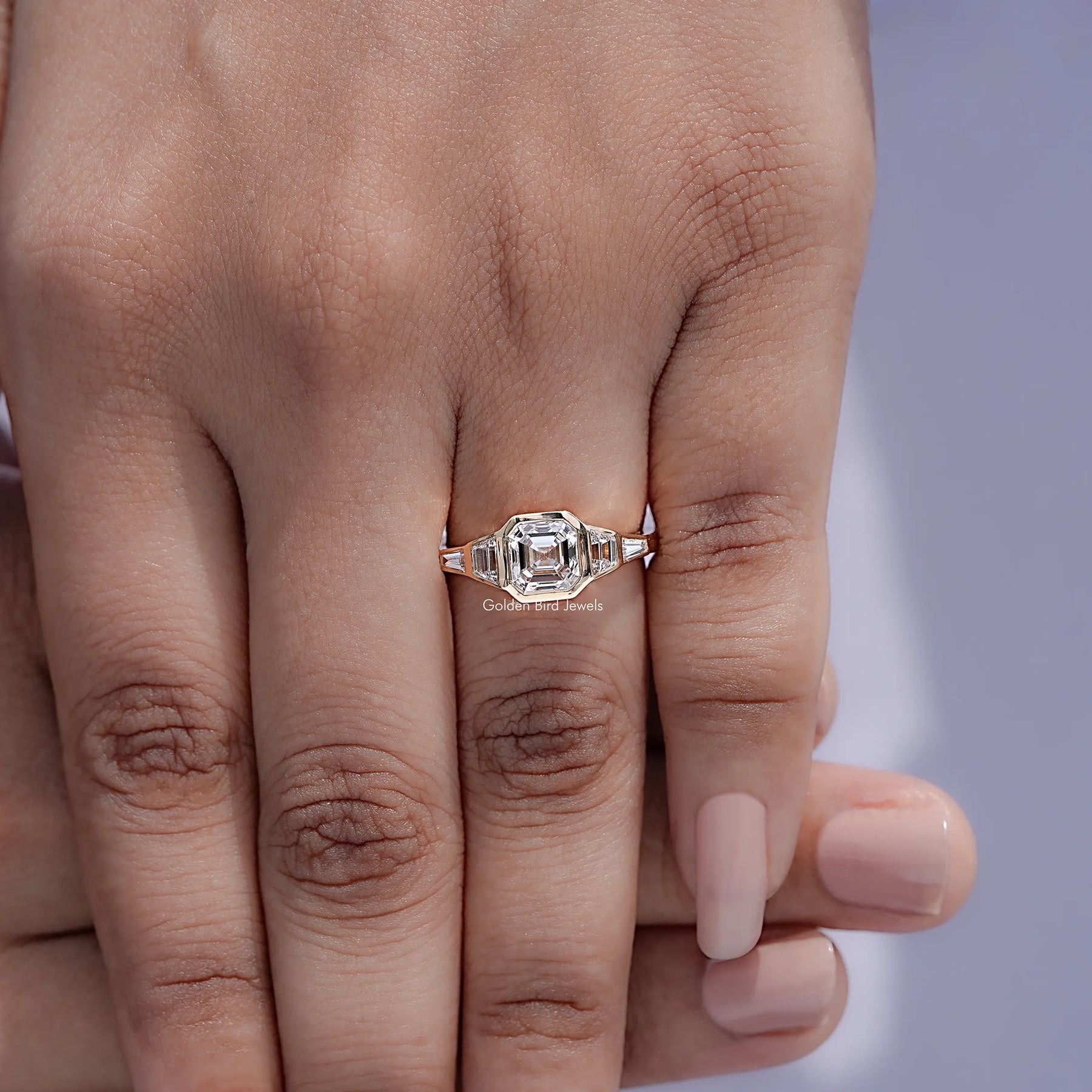 Asscher And Trapezoid Lab Diamond Five Stone Ring