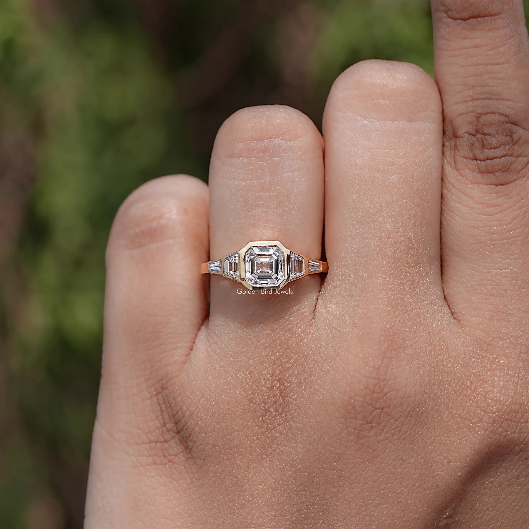 Asscher And Trapezoid Lab Diamond Five Stone Ring