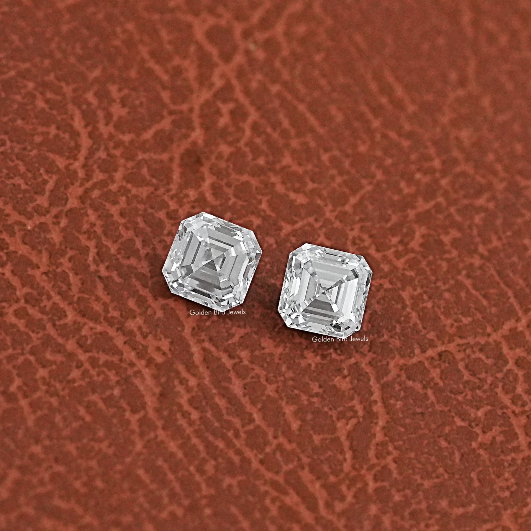 Detailed View Of Asscher Cut Lab Grown Loose Diamond Pair