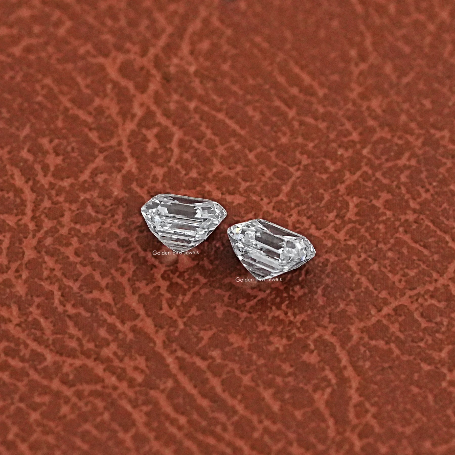 View of Asscher Cut Loose Diamond Pair In Colorless