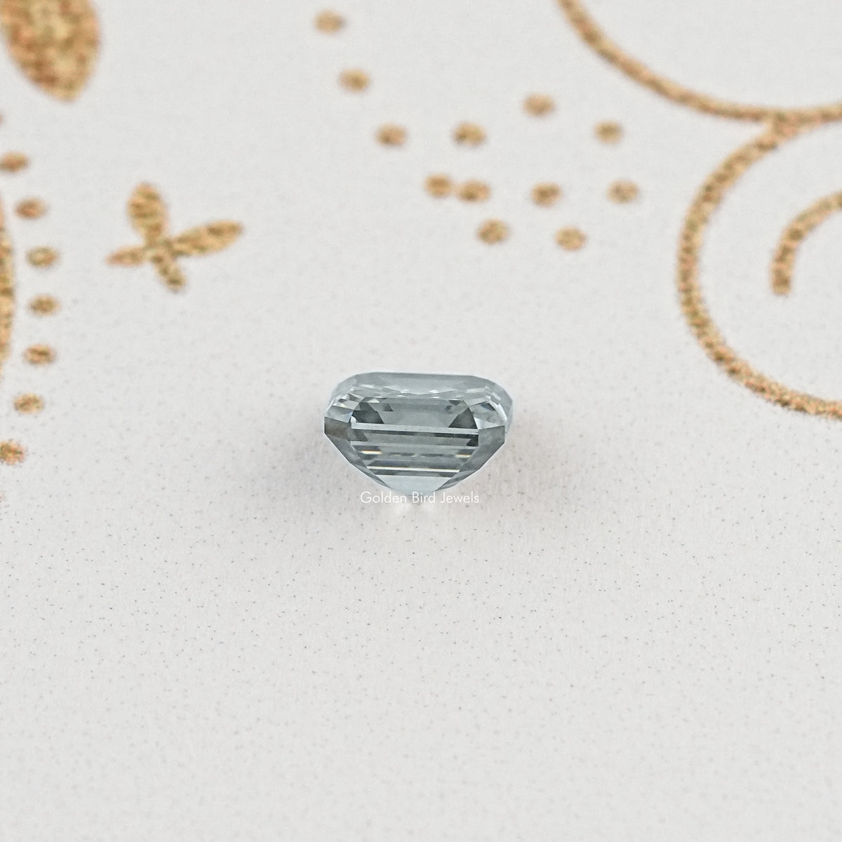 Side View of Asscher Shape Moissanite Loose Stone for Custom Rings