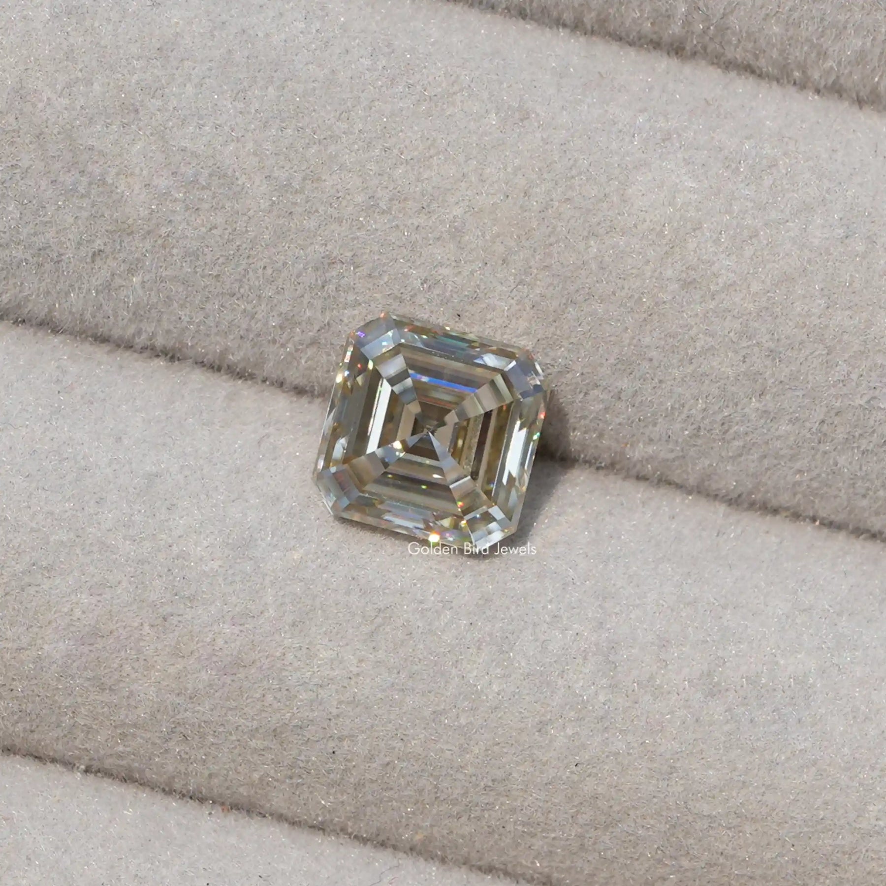 View of Asscher Cut Loose Moissanite Stone In white