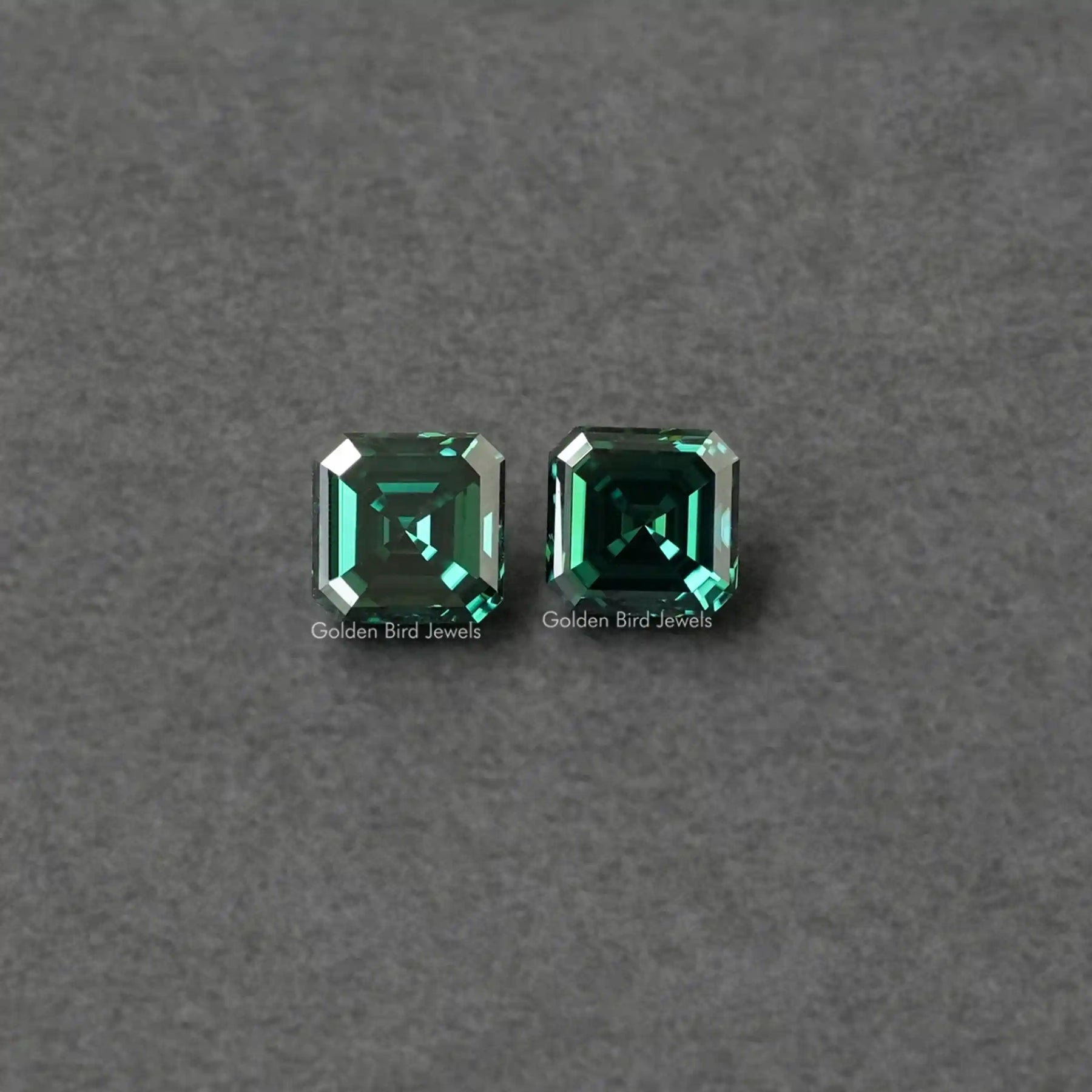 Pair view of Dark Green Asscher Loose Stone