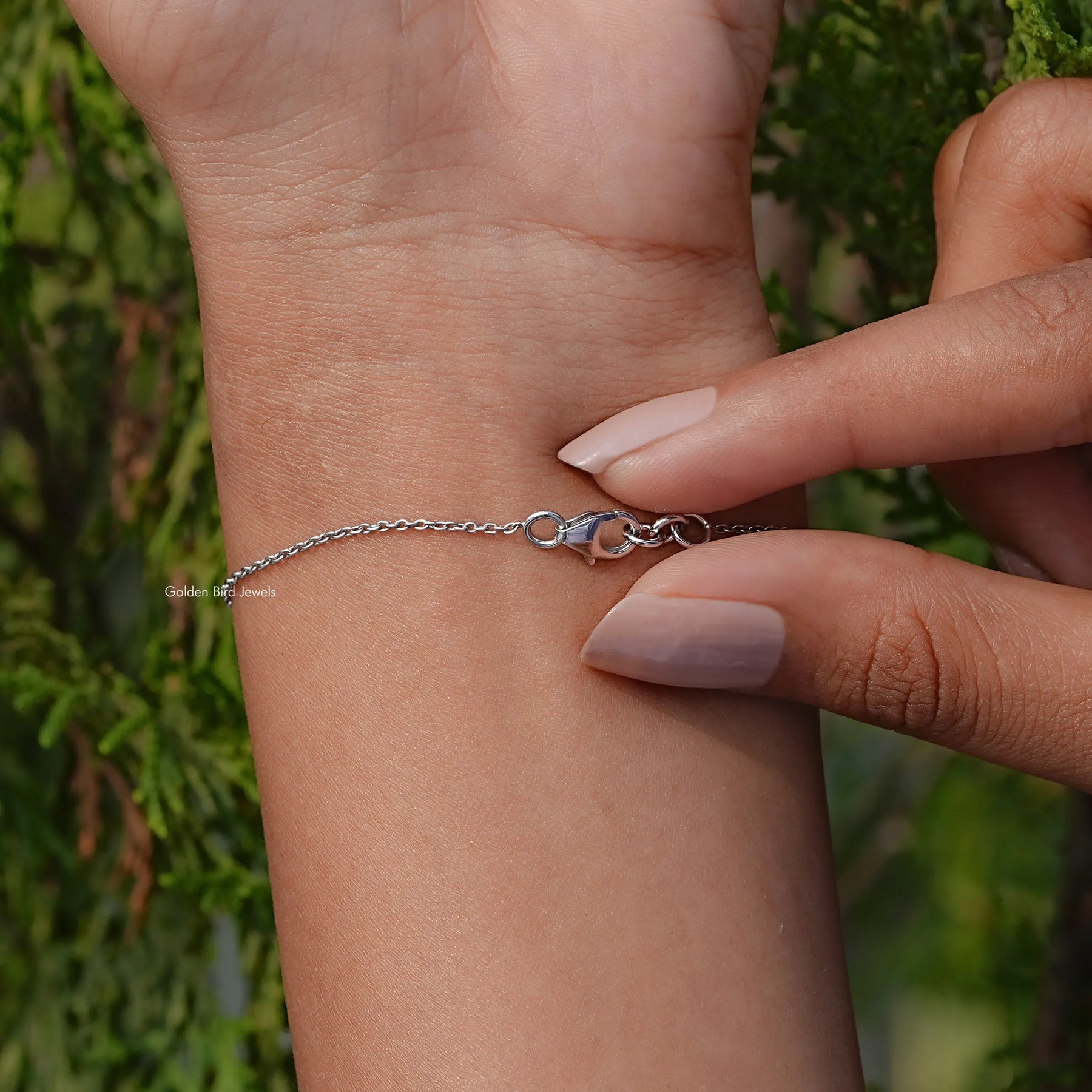 Back view of diamond asscher cut chain bracelet