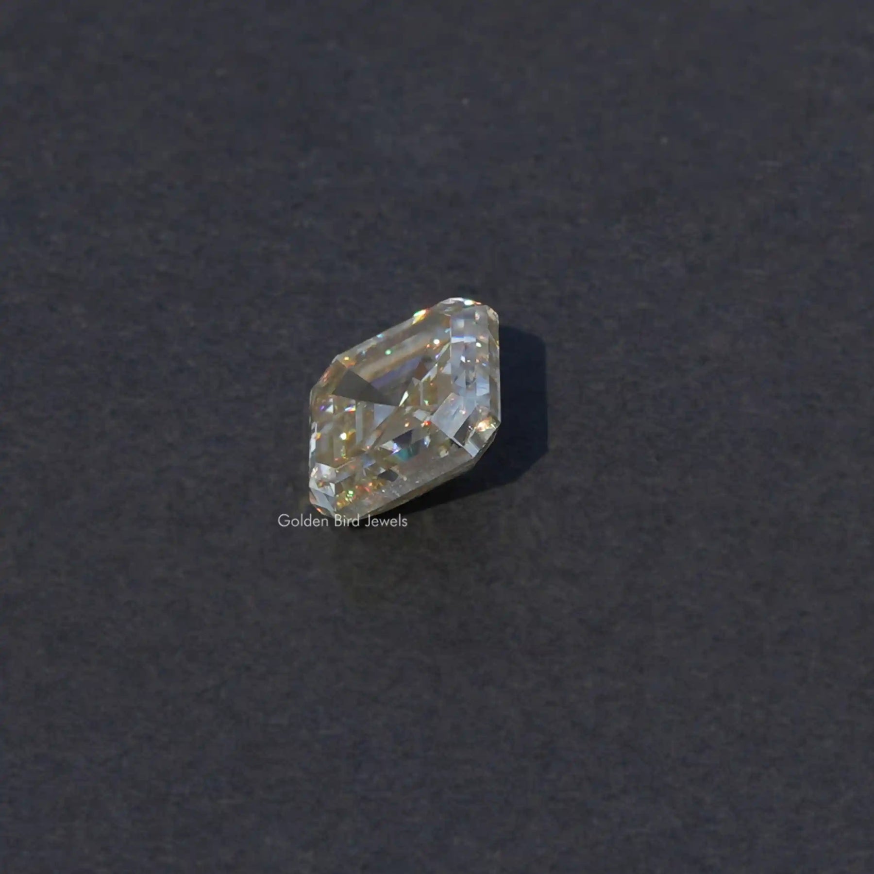 View of Asscher Shaped Loose Moissanite Stone In White
