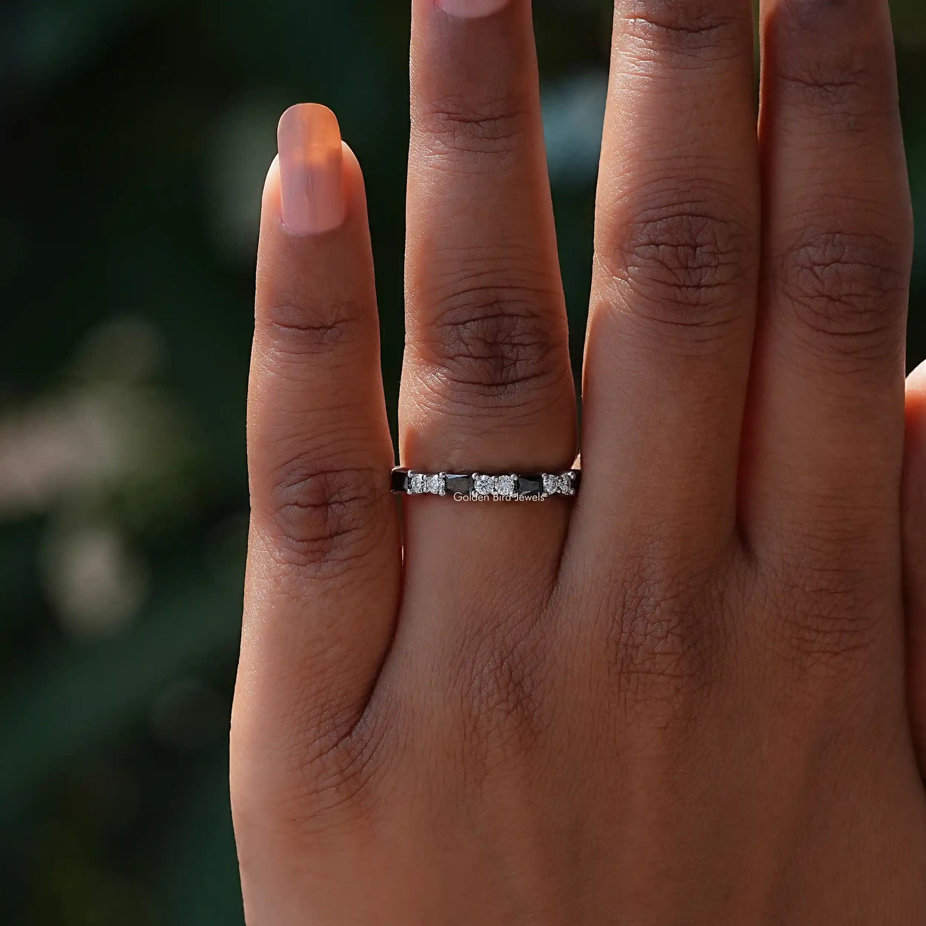 View of Round Cut White Gold Wedding Band In White Gold