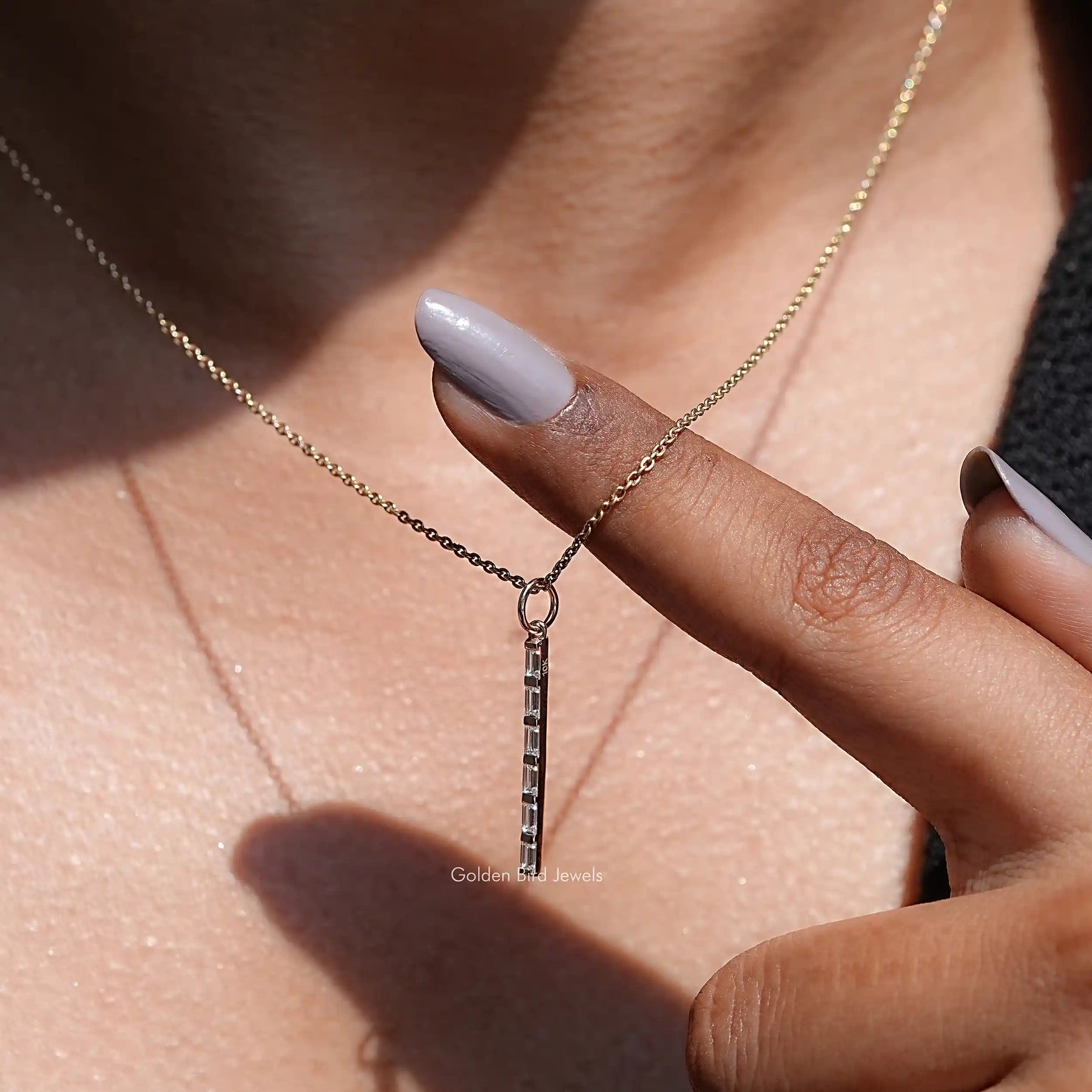 Close view of moissanite chain bracelet in secure setting