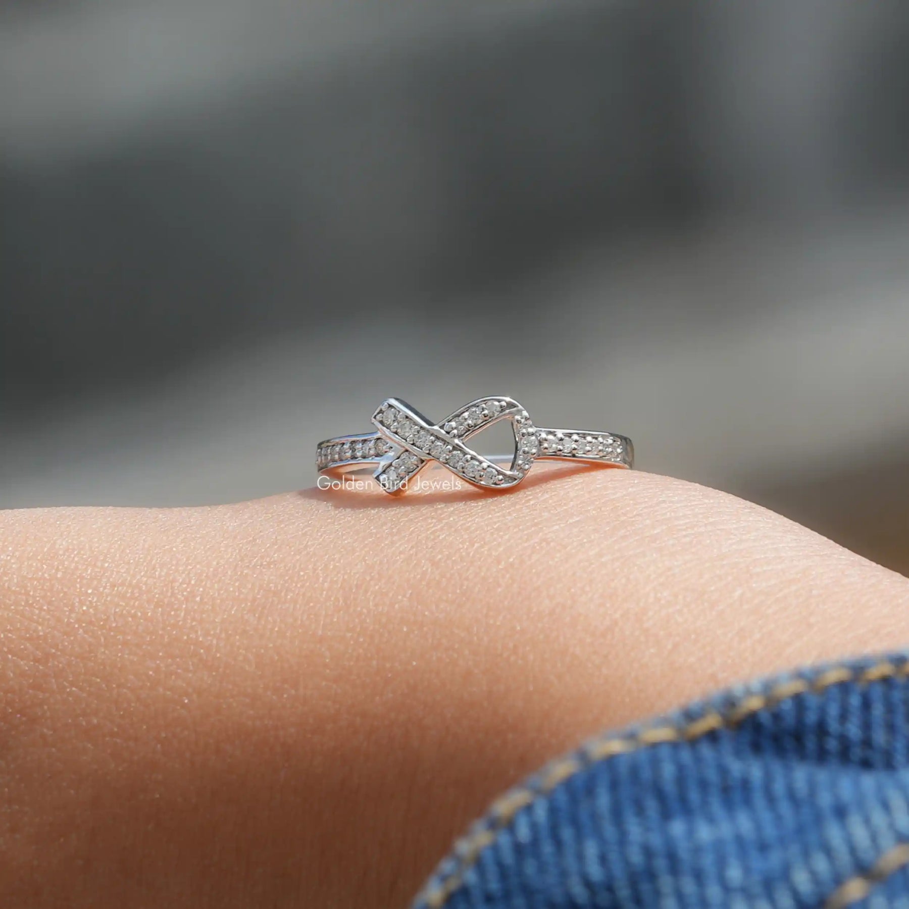 View of Moissanite Ribbon Round Cut In White Gold