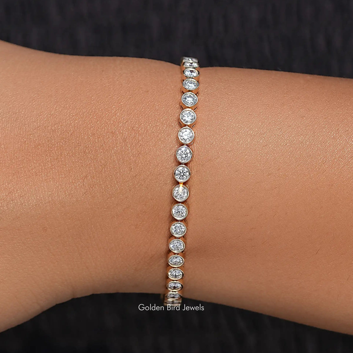 Bezel Set Round Cut Lab Diamond Bracelet