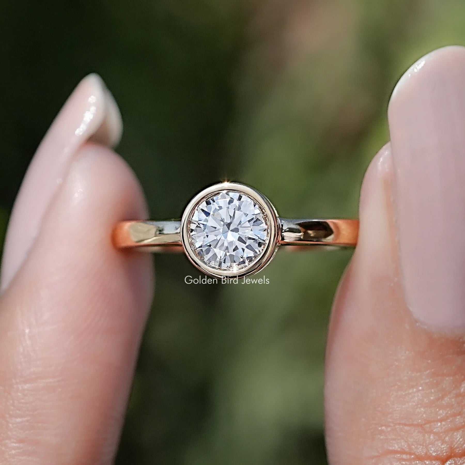 Bezel Set Round Cut Lab Diamond Solitaire Ring