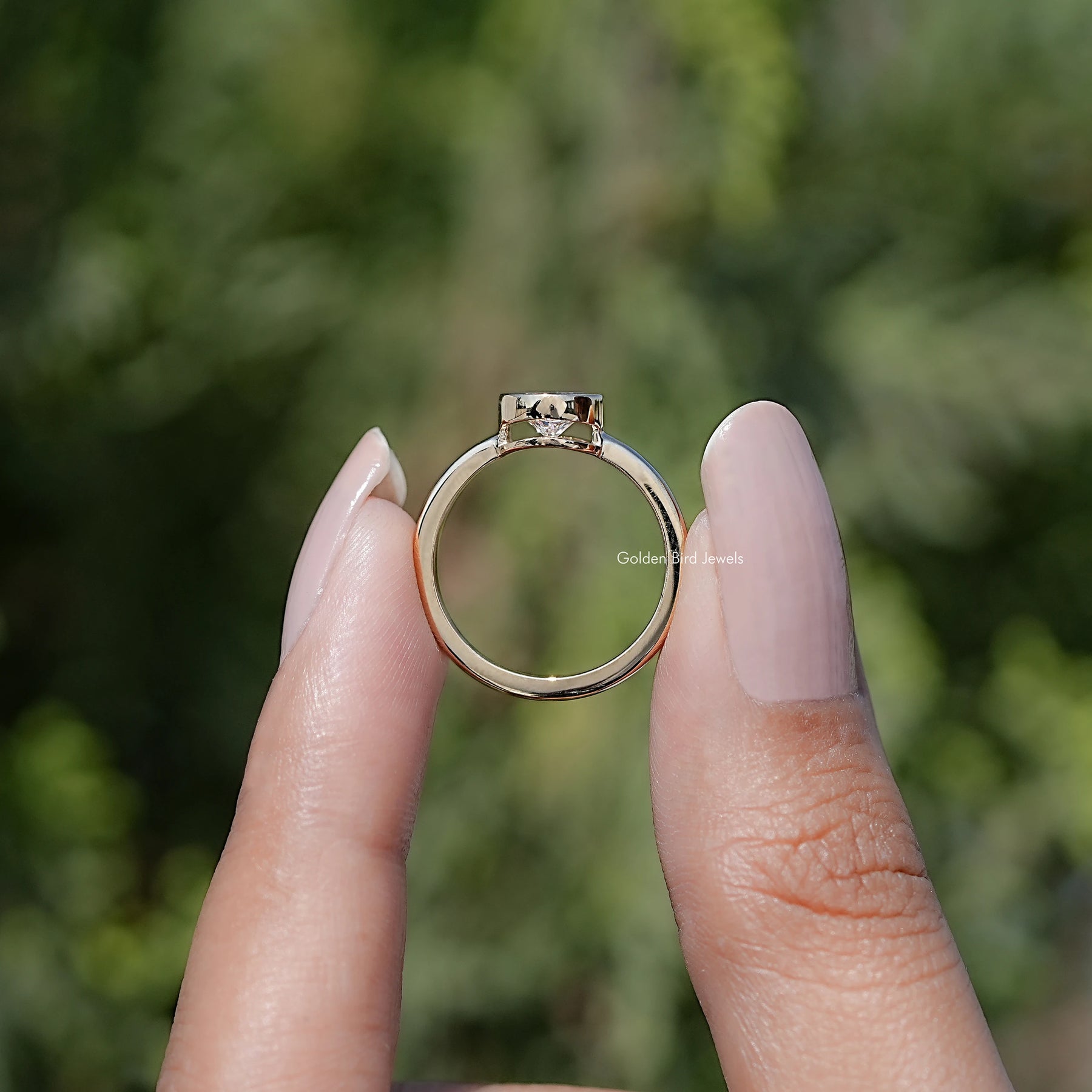 Bezel Set Round Cut Lab Diamond Solitaire Ring