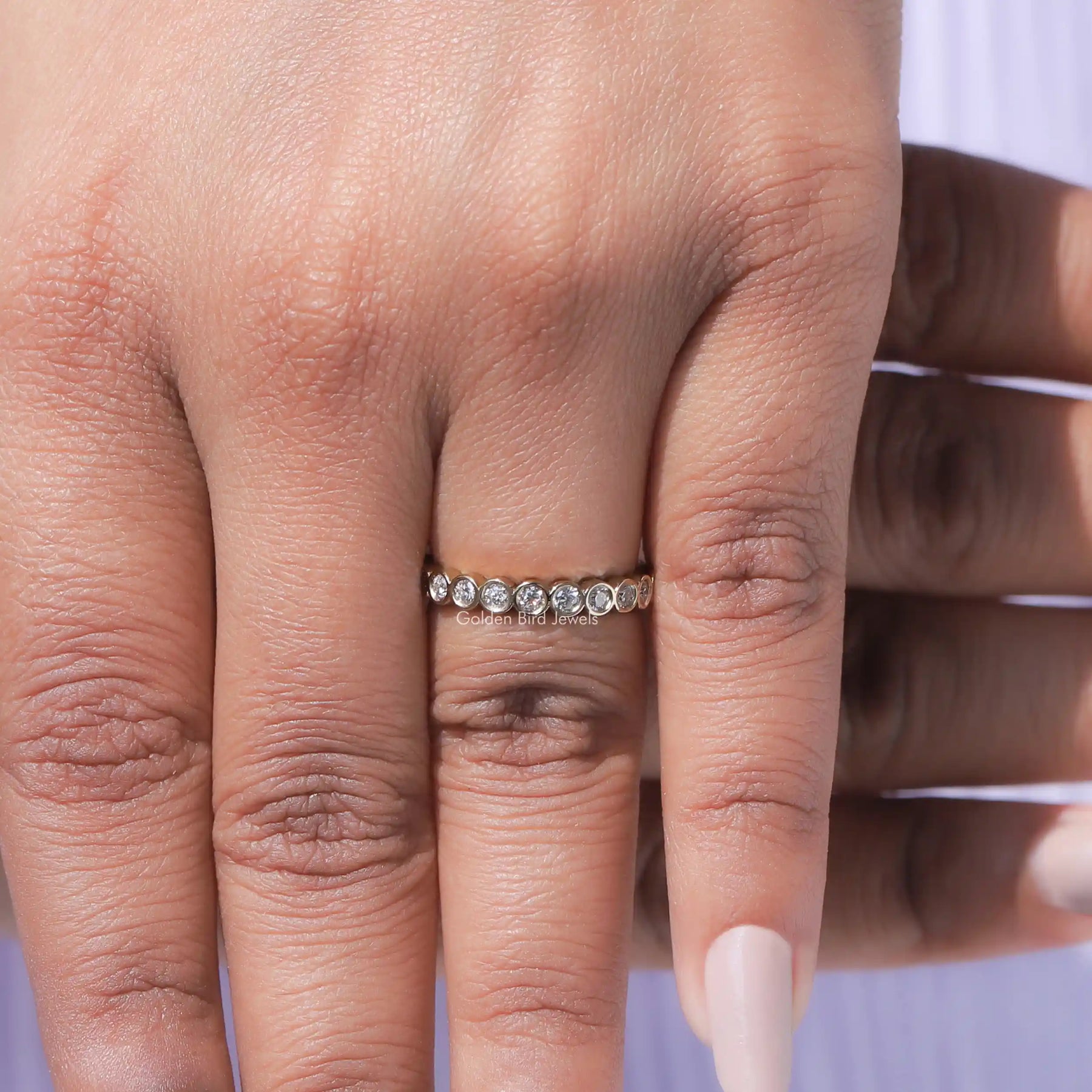 Bezel Set Round Moissanite Full Eternity Band