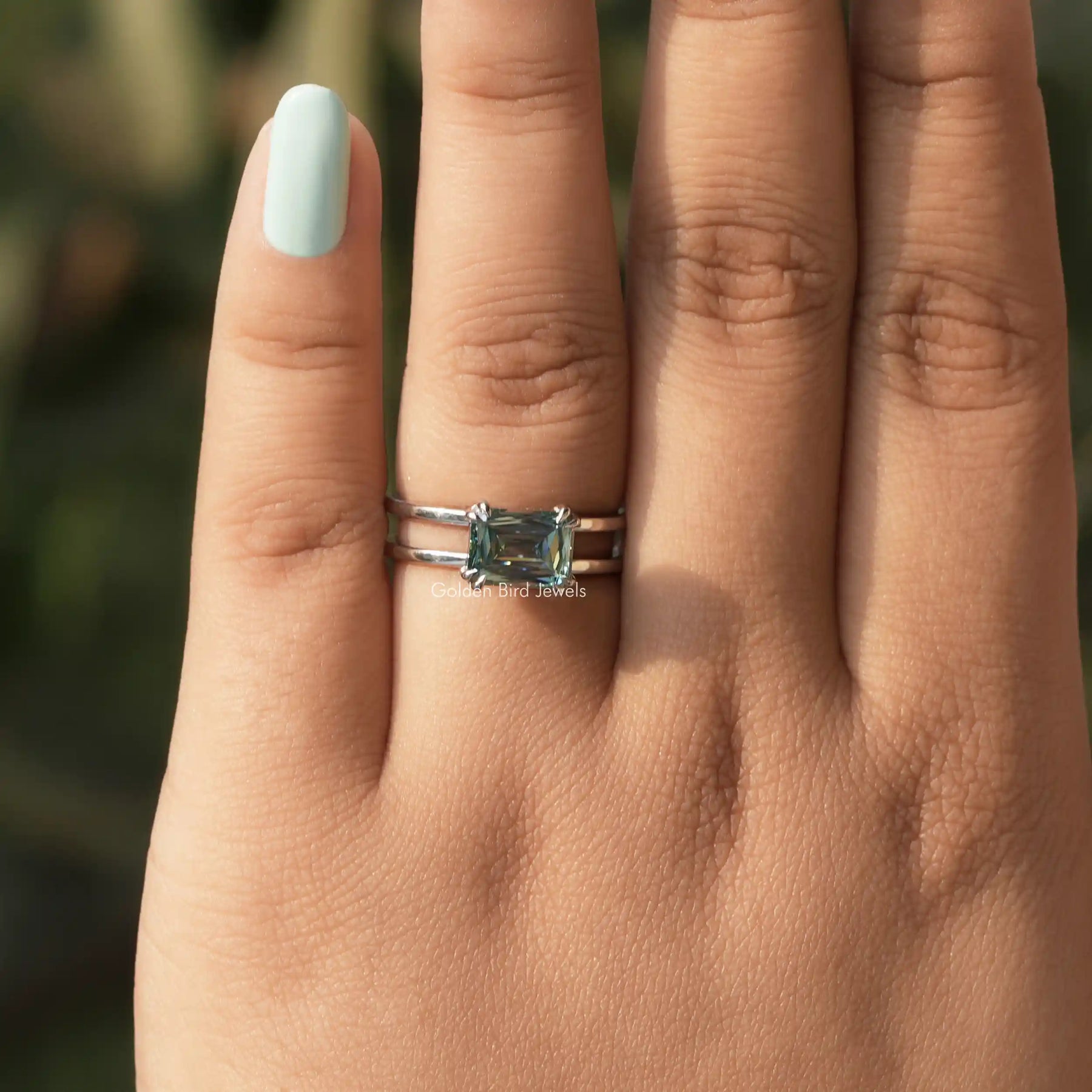 View of Solitaire Criss Cut Moissanite Ring In White Gold
