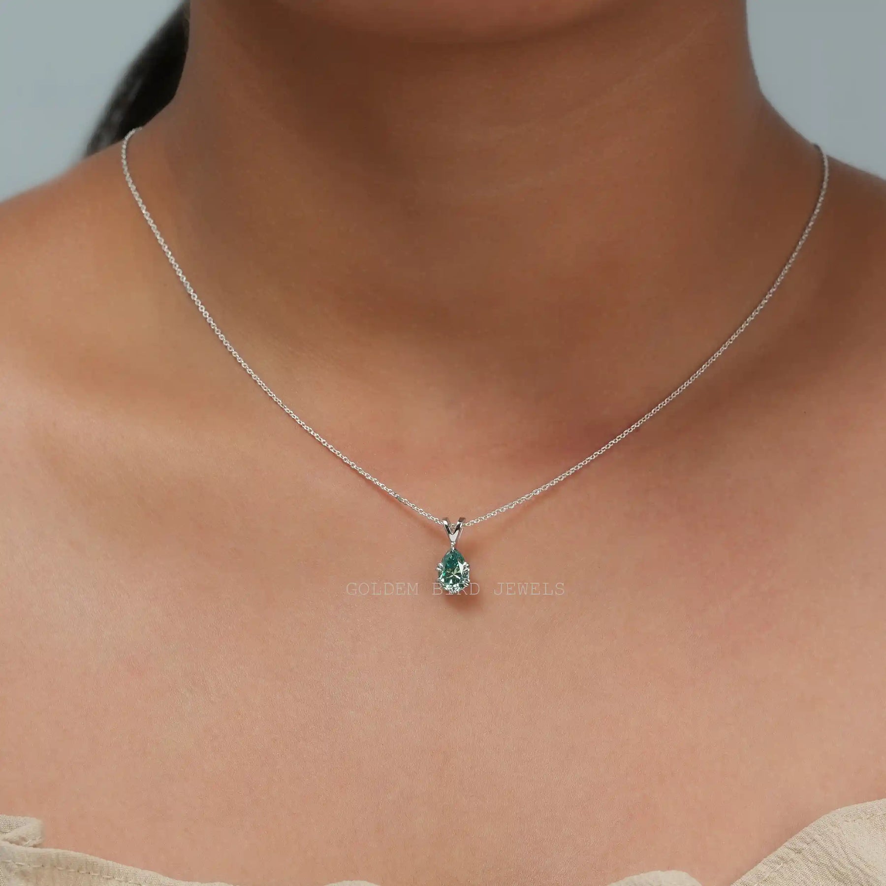 View of moissanite pendant for women
