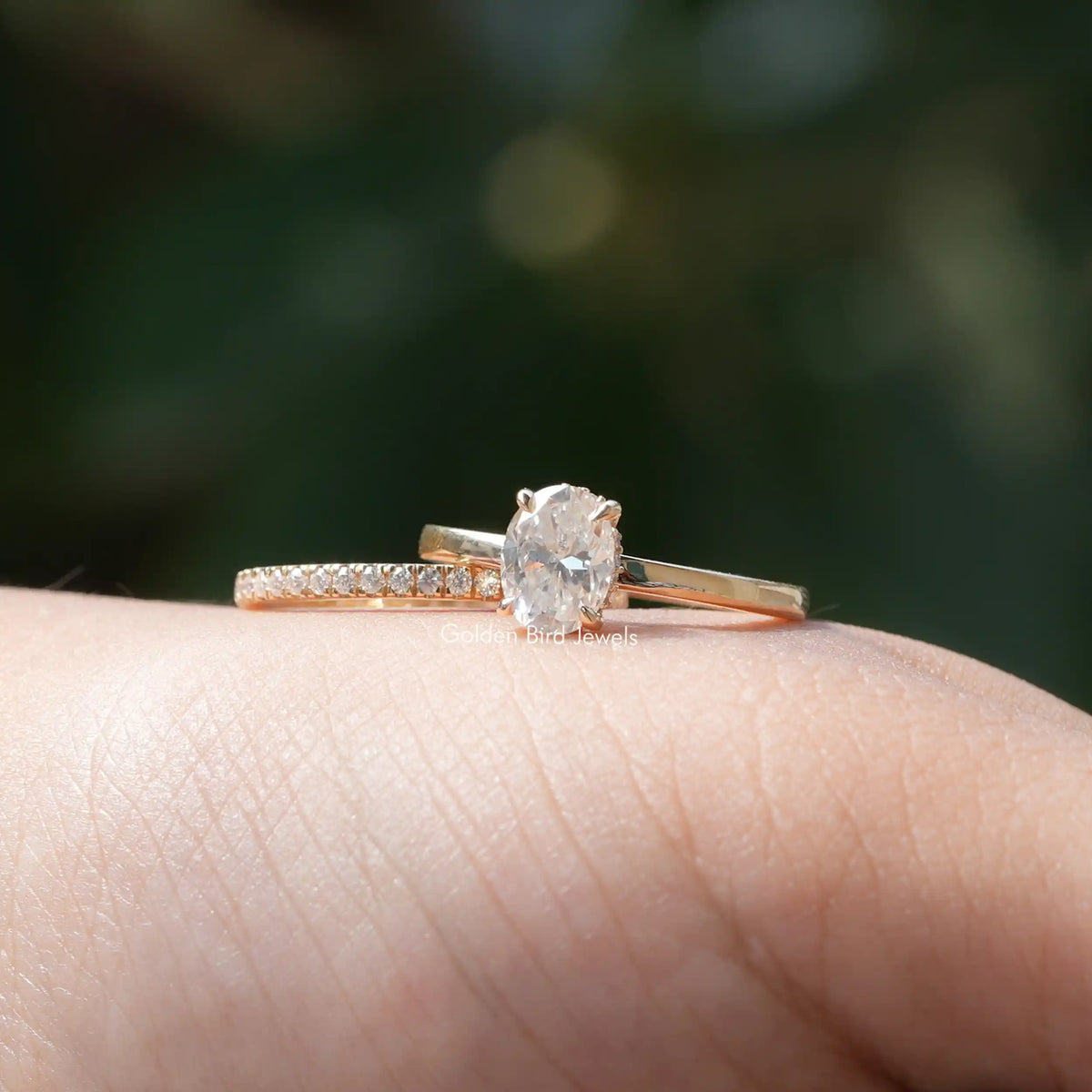 Oval Cut Moissanite Bridal Ring Set