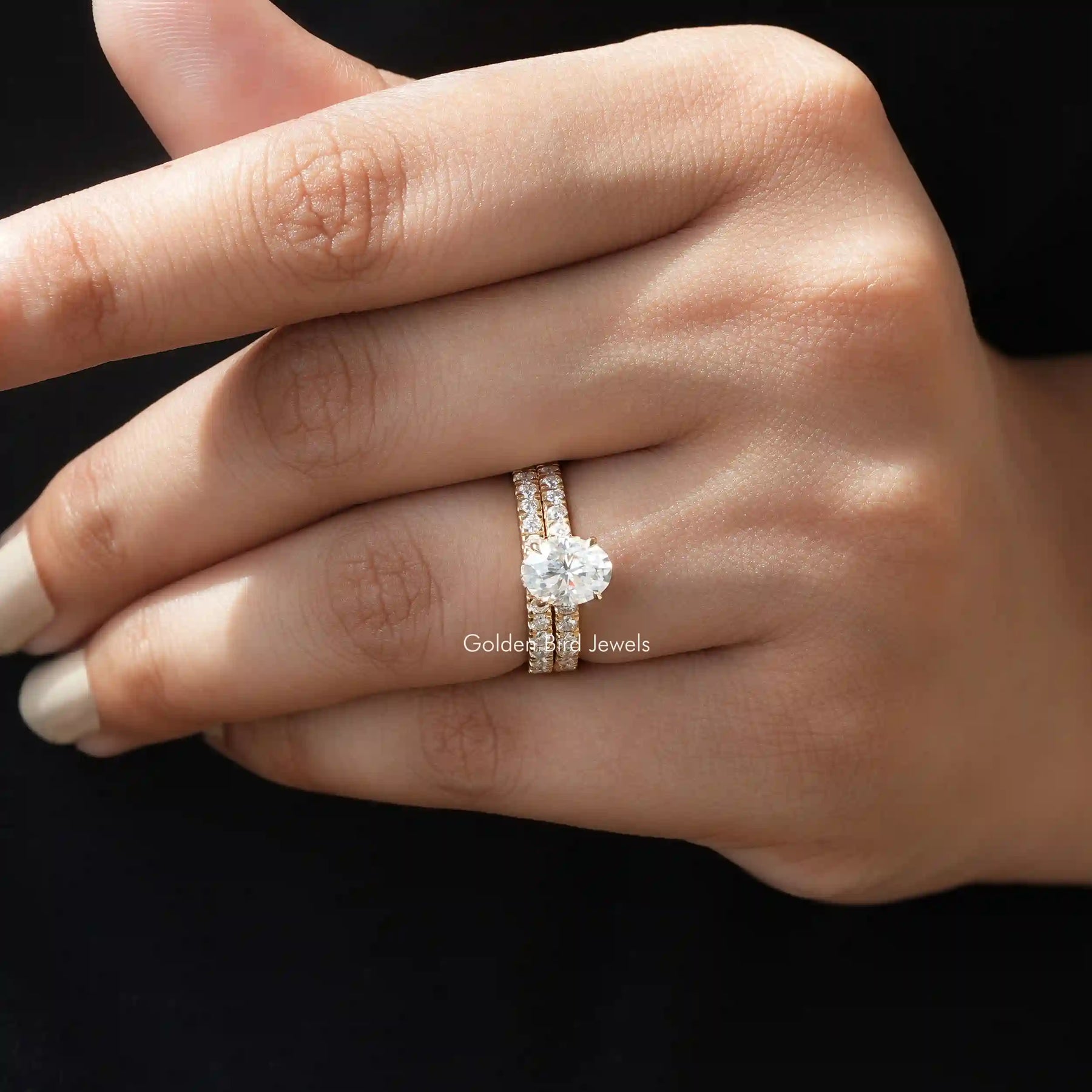 Oval Cut Lab Grown Diamond Wedding Ring Set
