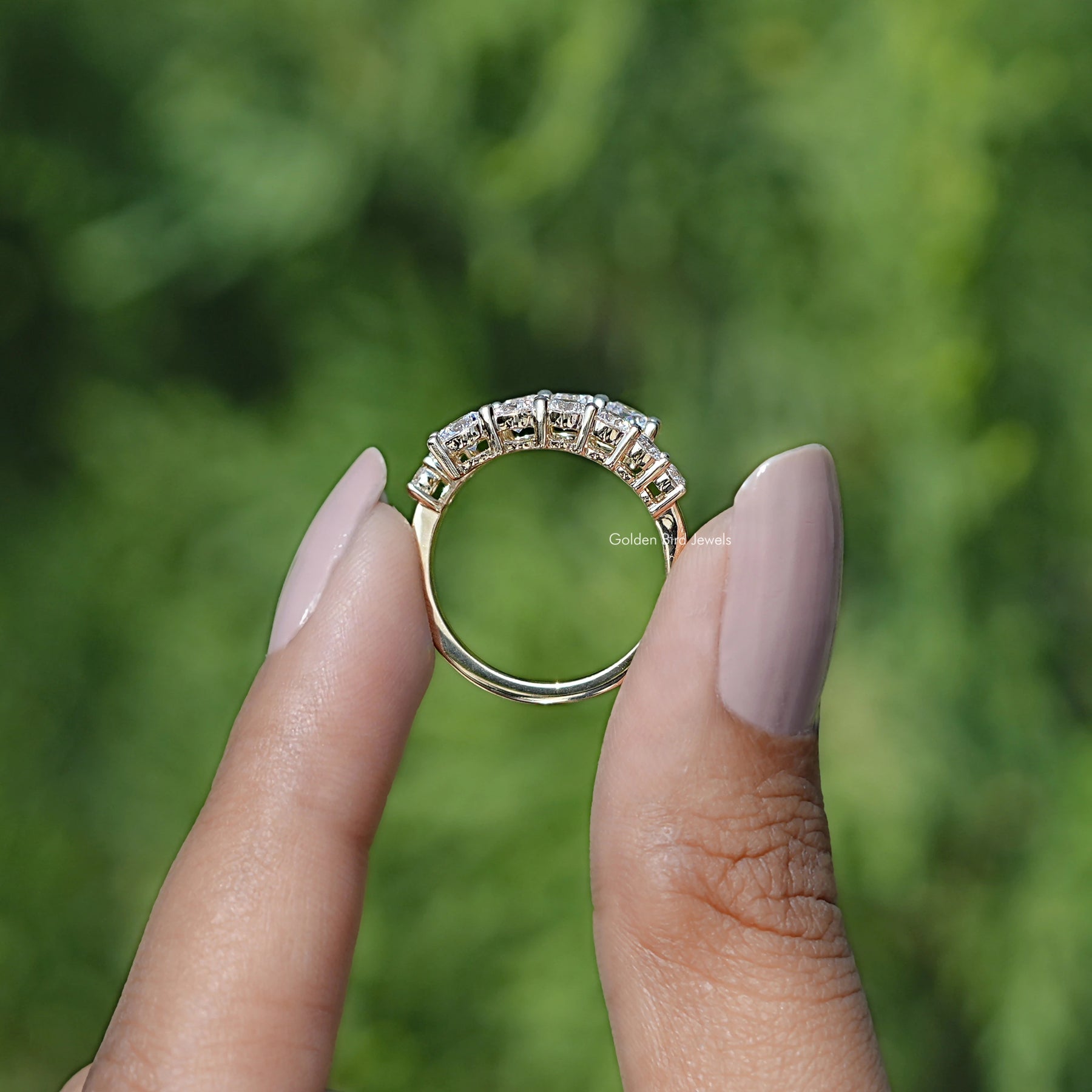Round Cut Lab Diamond Bypass Wedding Band