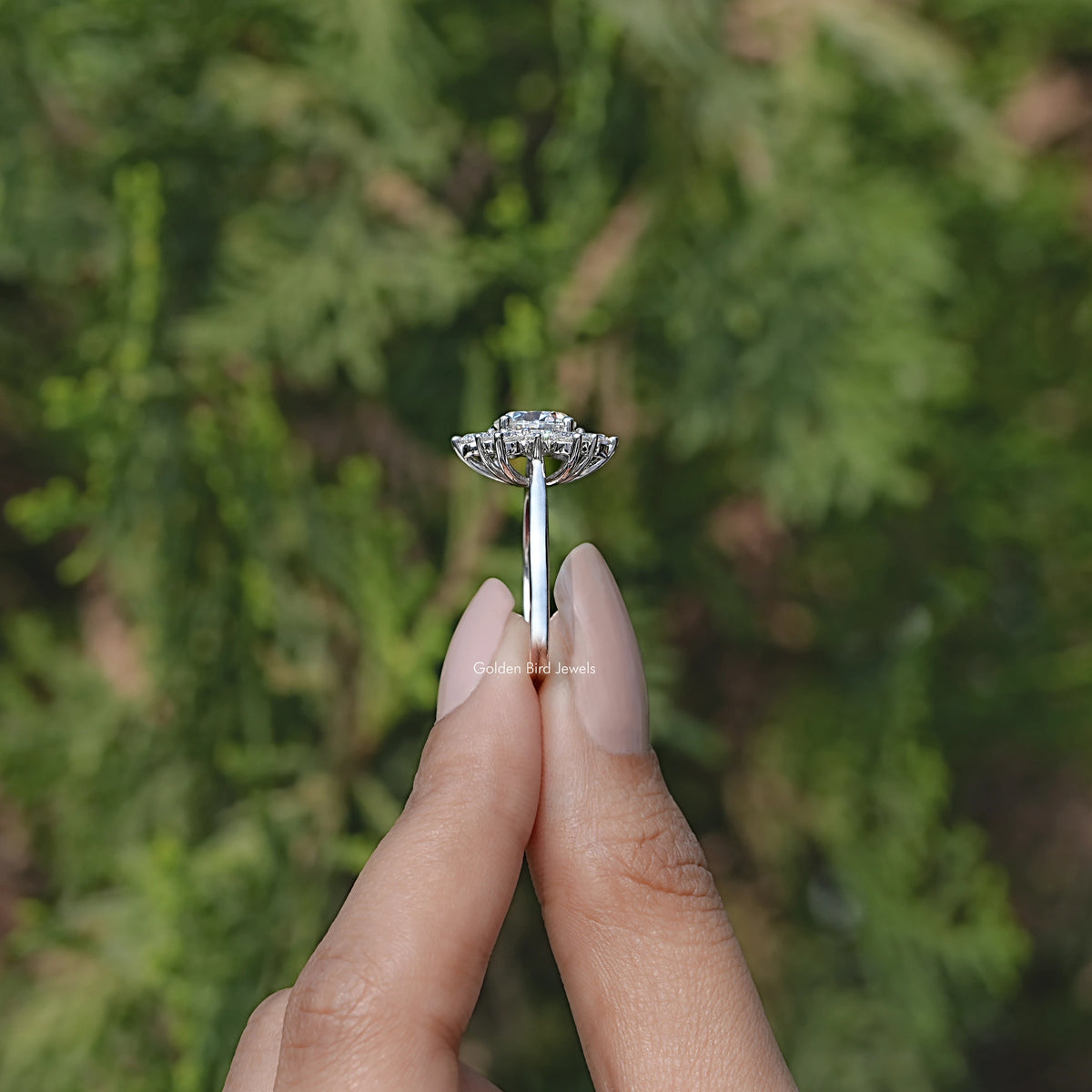 Side View Of Round Moissanite Solitaire Ring