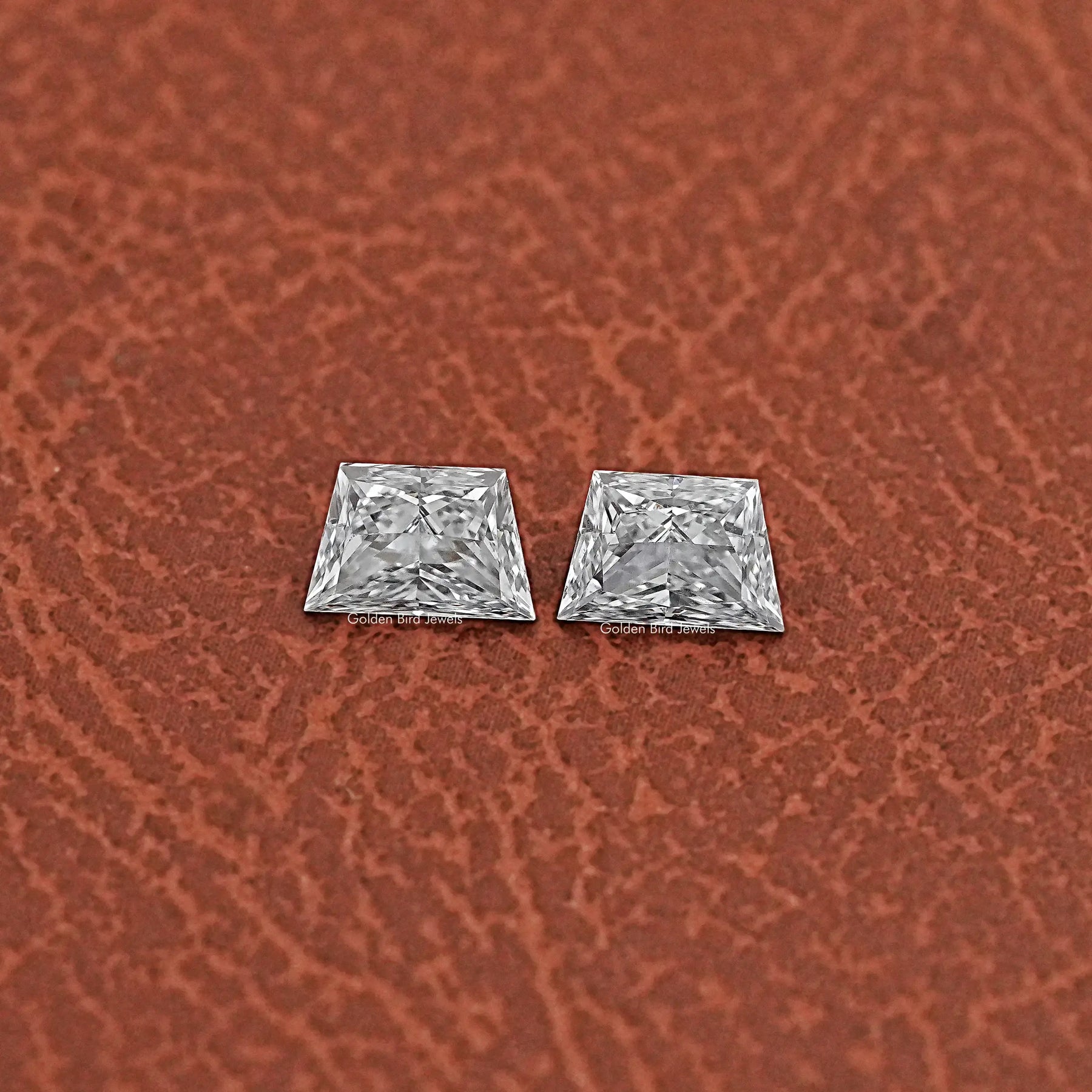 View of Brilliant Trapezoid Cut Loose Diamond Pair In White
