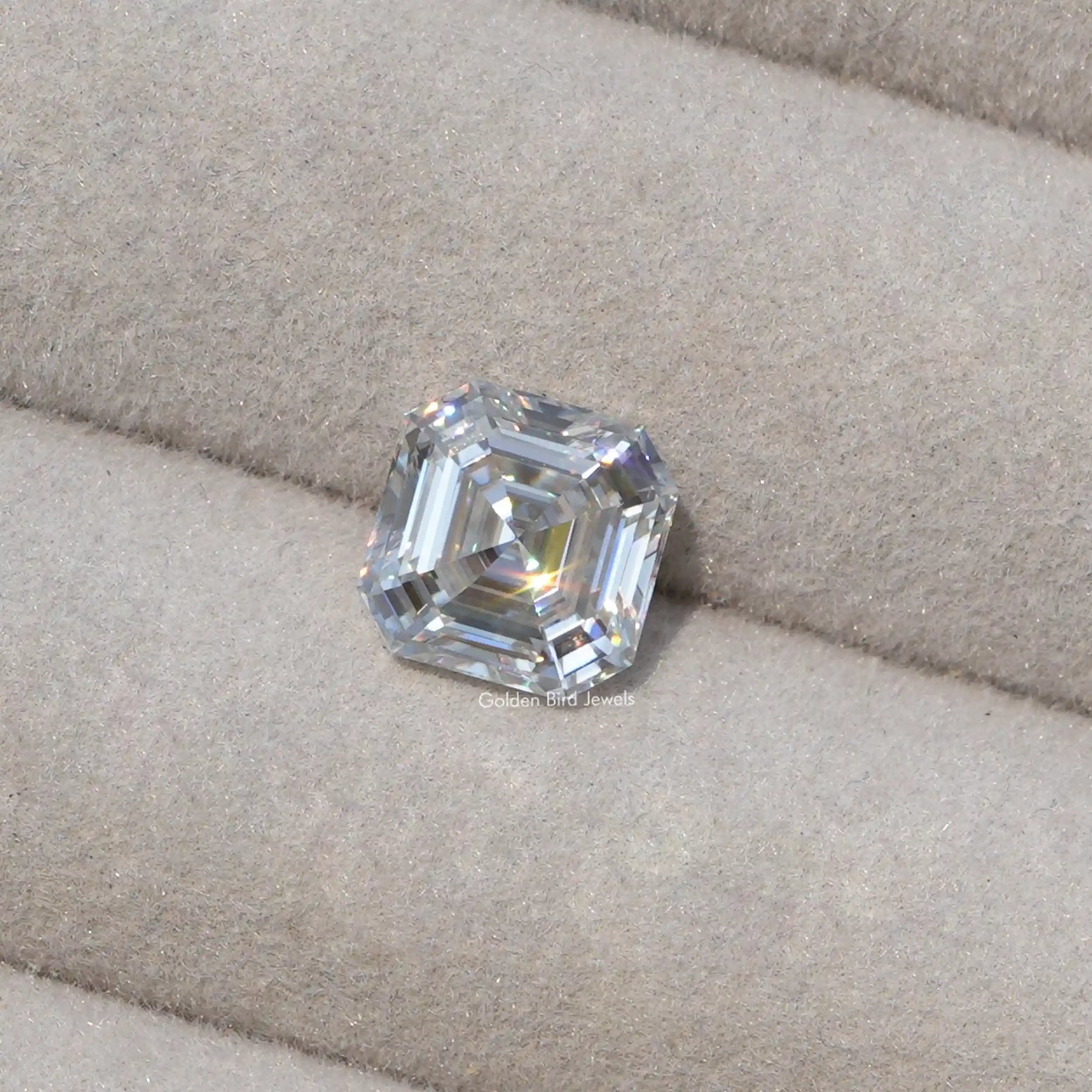 Front View Of Moissanite Asscher Cut Loose Stone In White