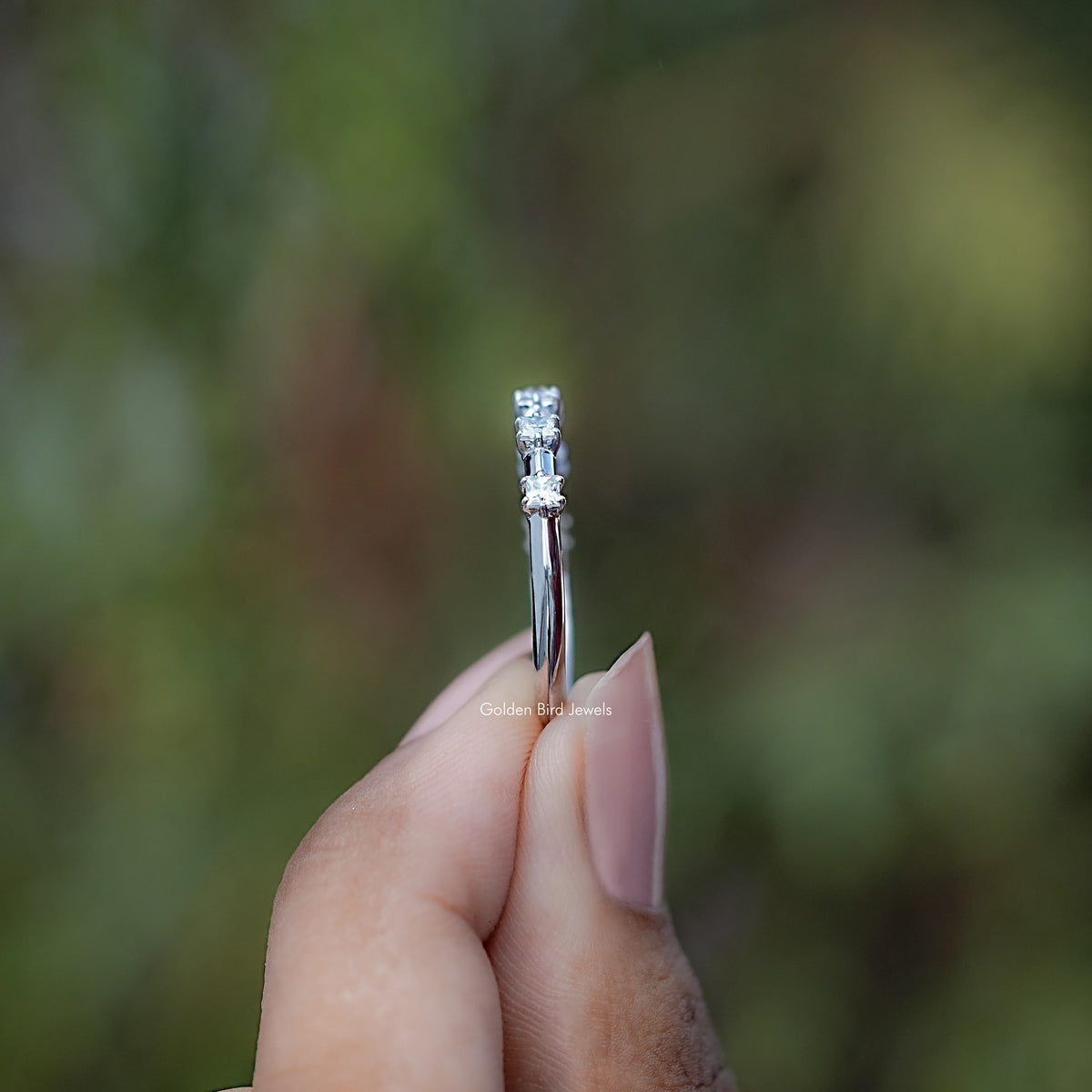 Colorless Princess Cut Moissanite Half Eternity Band