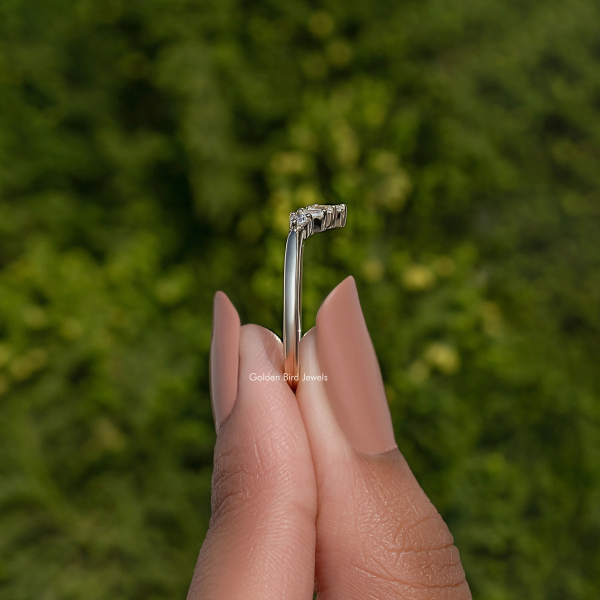 Baguette Cut Moissanite Curved Wedding Band