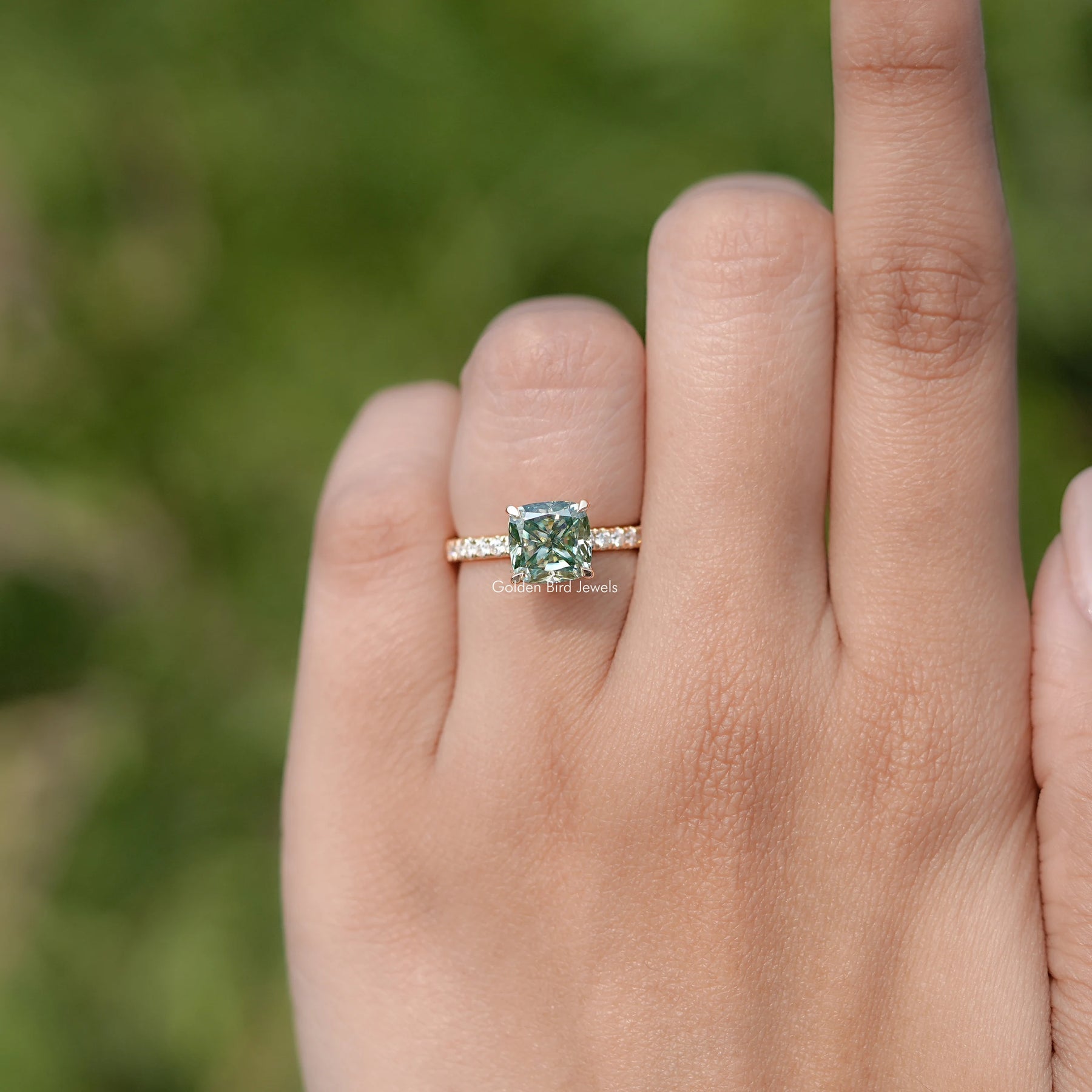 Cushion Cut Moissanite Engagement Ring