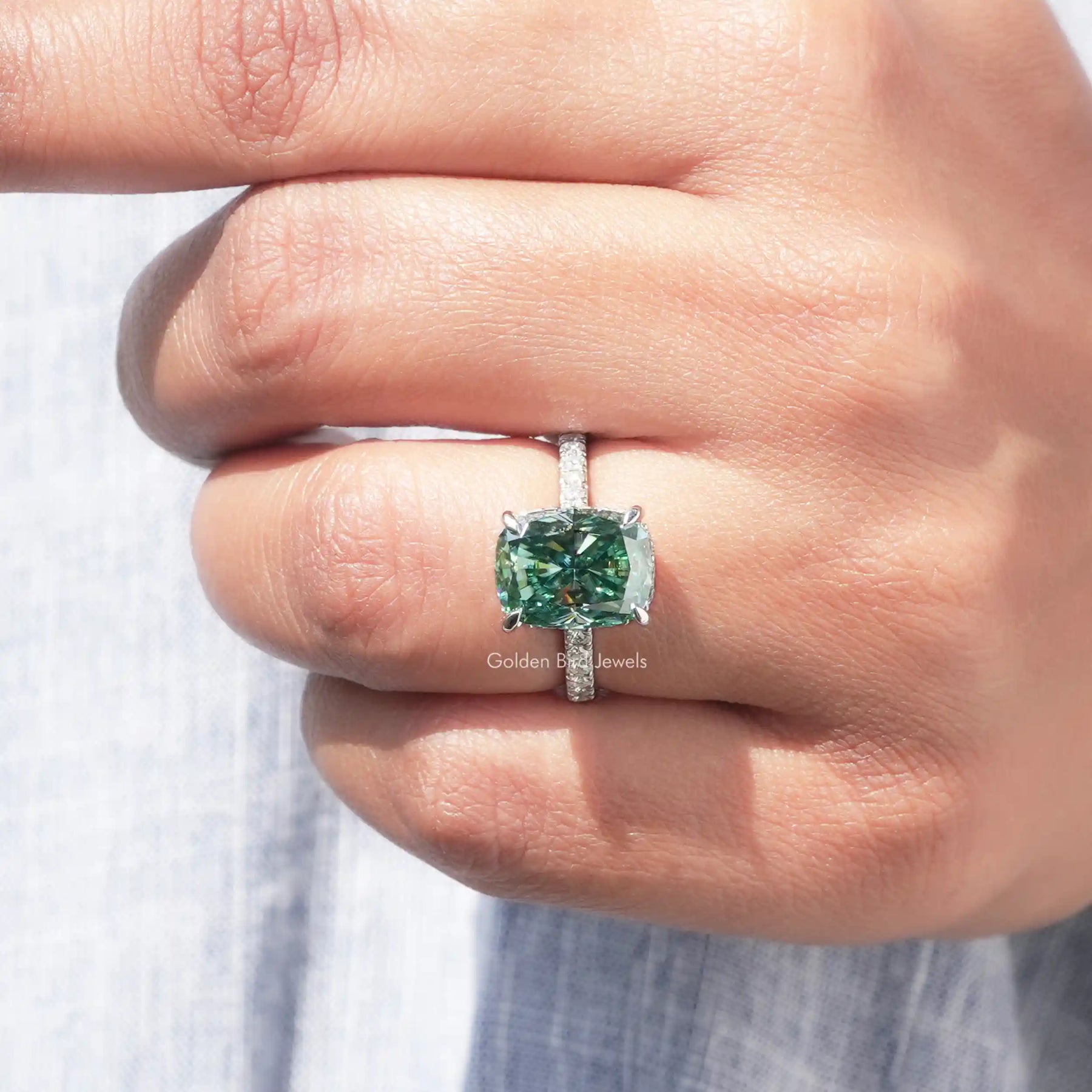 Cushion Cut Moissanite Wedding Ring In White Gold