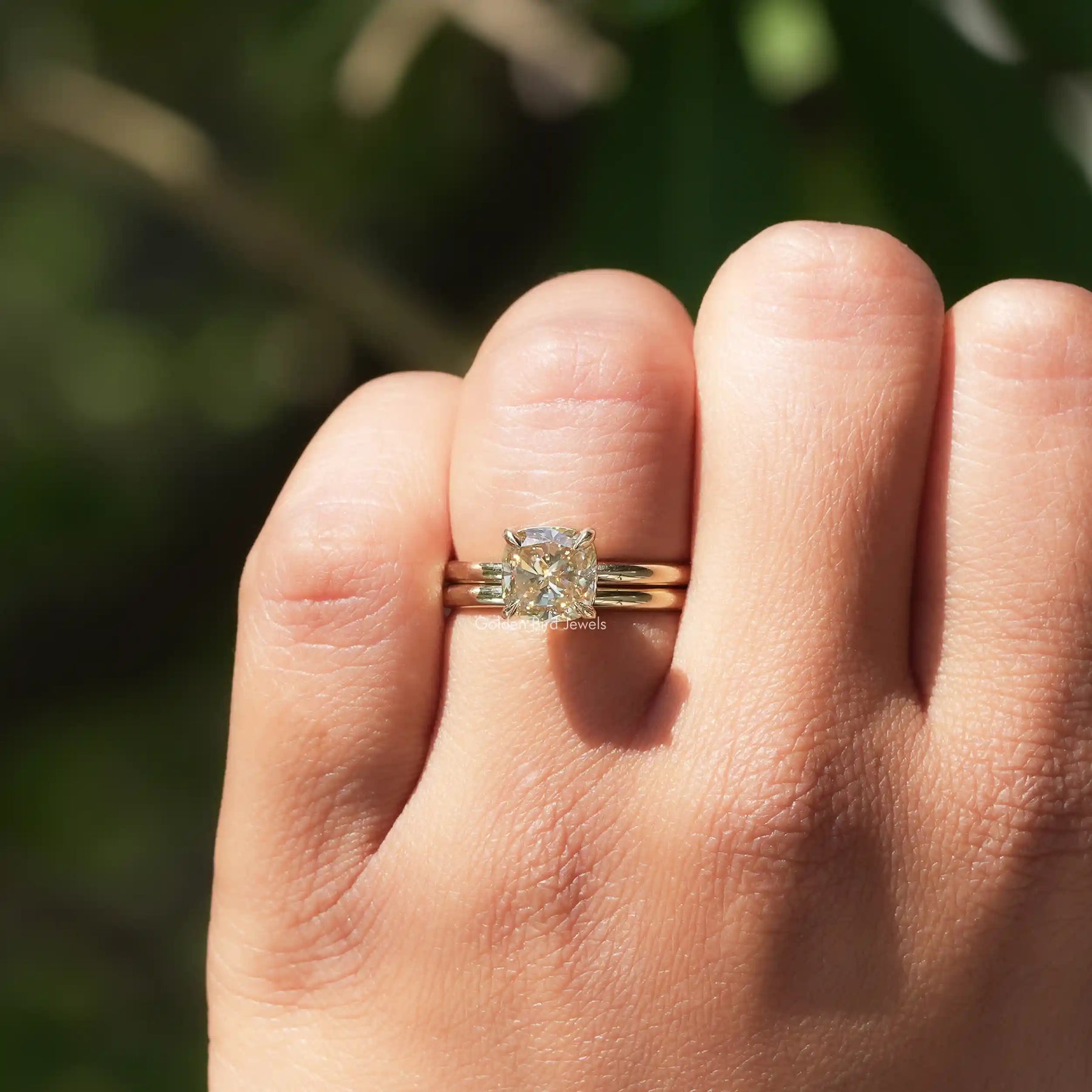 View of moissanite halo ring for women's wear