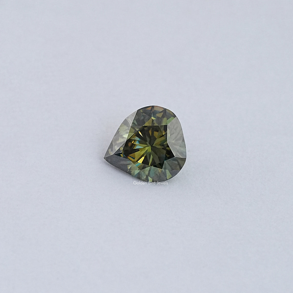 View Of  Green  Pear Loose Moissanite