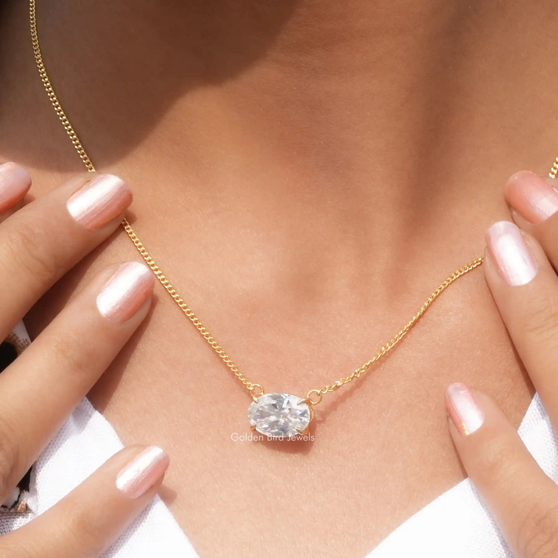 View of moissanite pendant for women