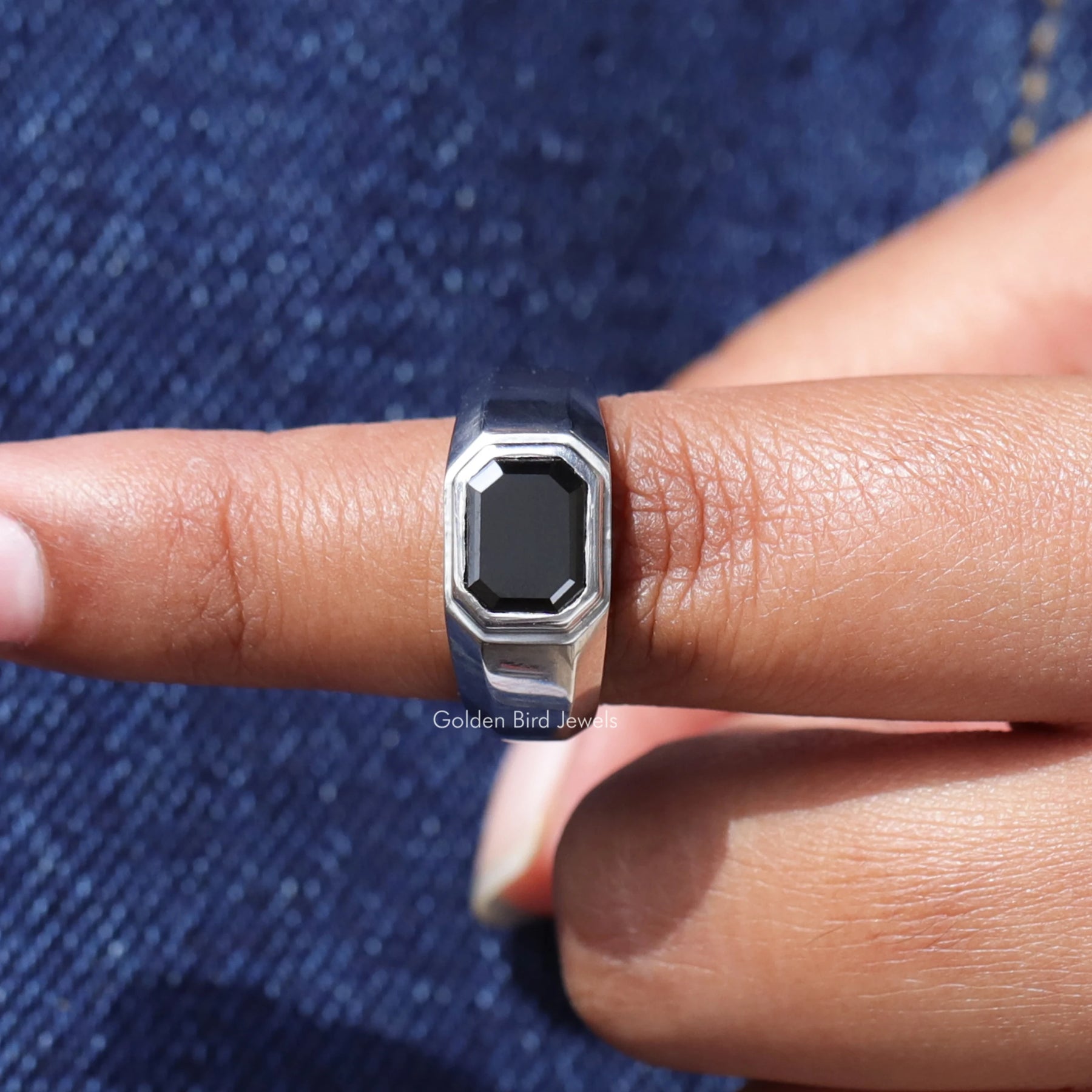 Full view of moissanite Ring in unique shape