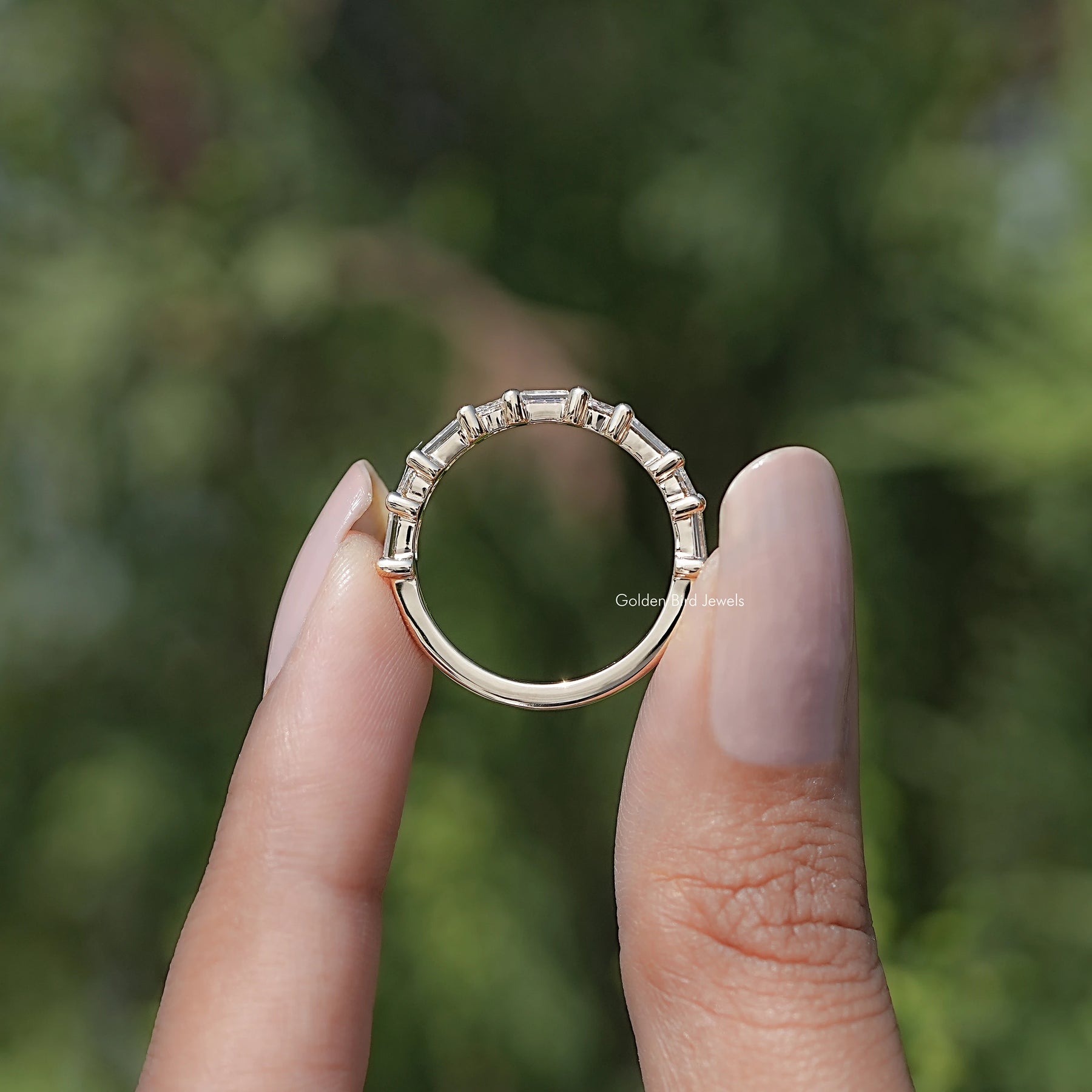 East West Oval And Baguette Lab Diamond Band