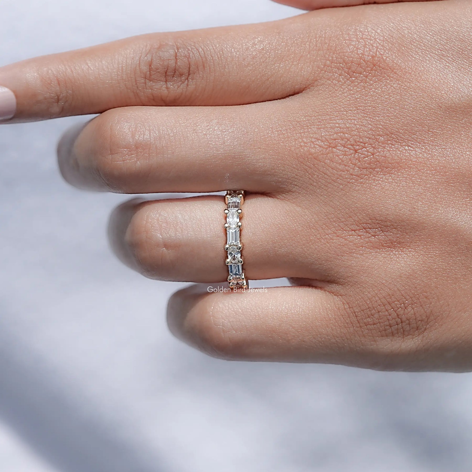 East West Oval And Baguette Lab Diamond Band