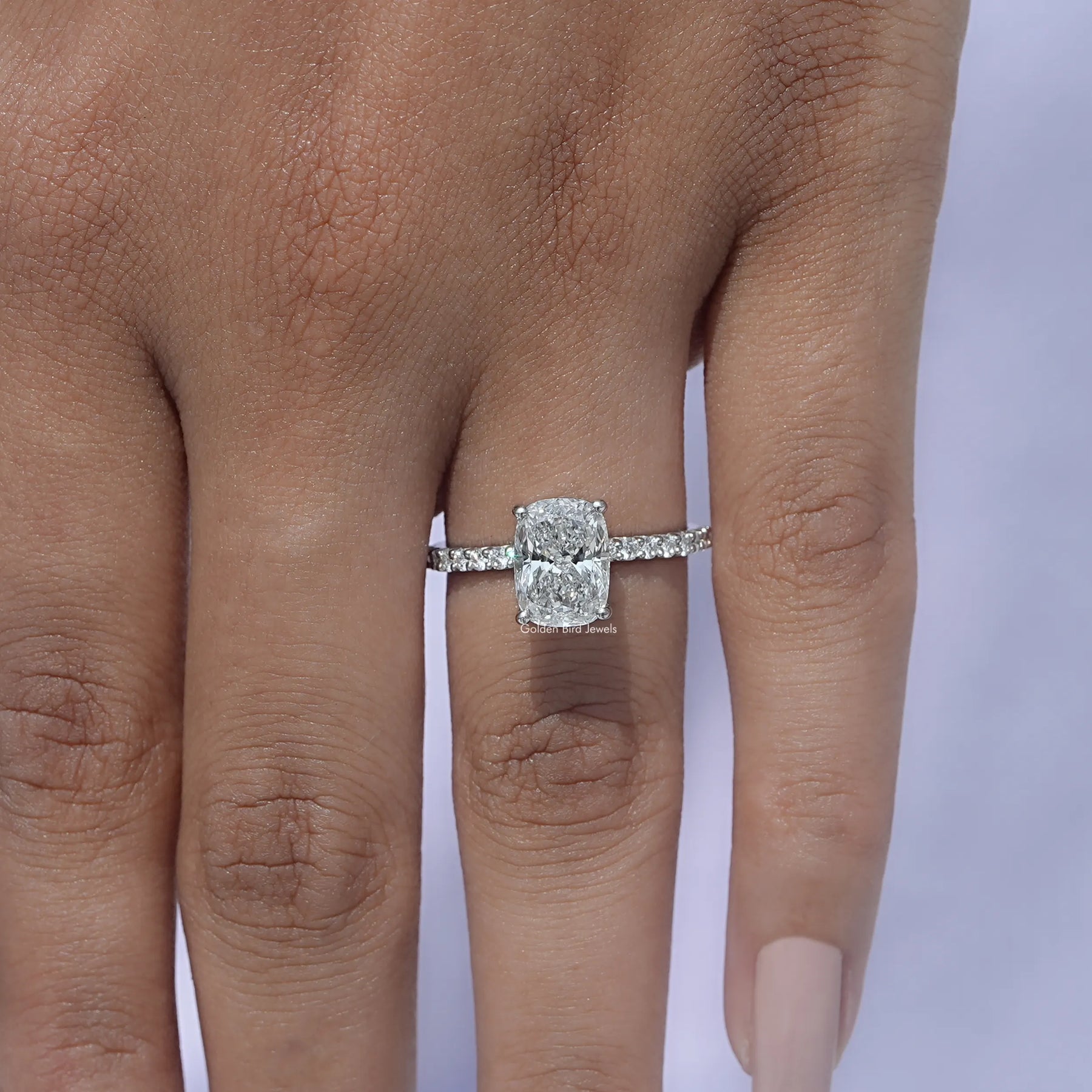 Elongated Cushion Cut Lab Diamond Ring
