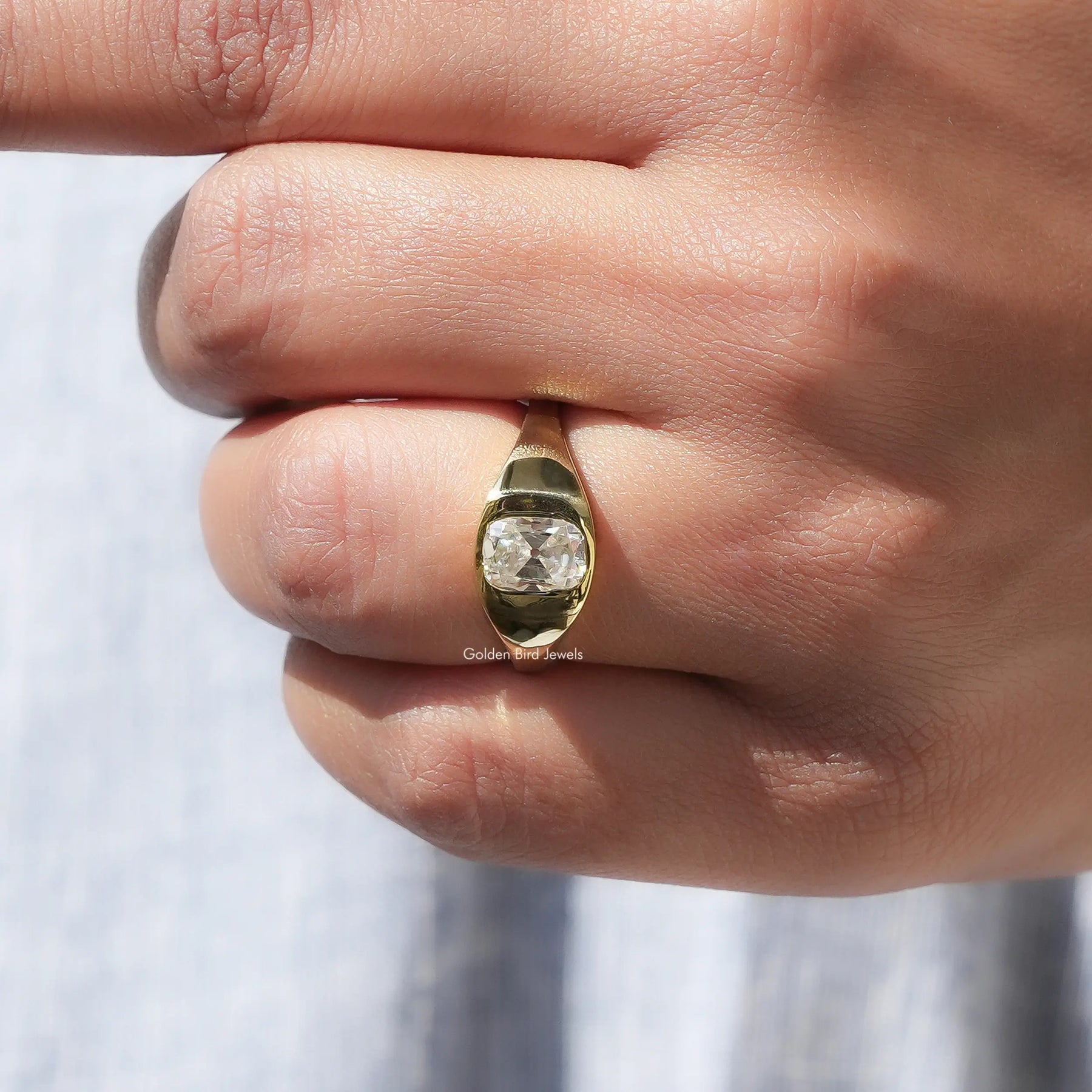 Moissanite Old Mine Cushion Cut Ring In finger