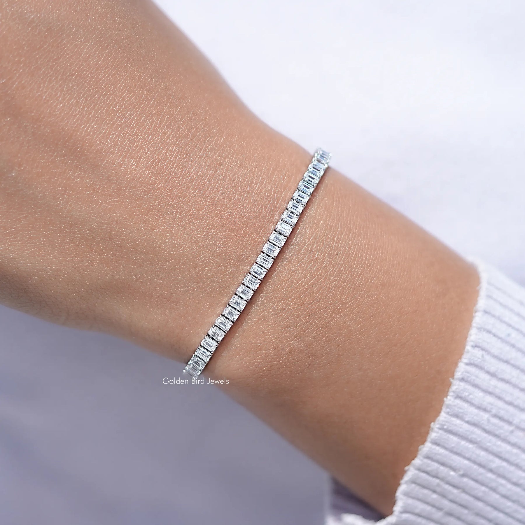 Emerald Cut Lab Diamond Tennis Bracelet