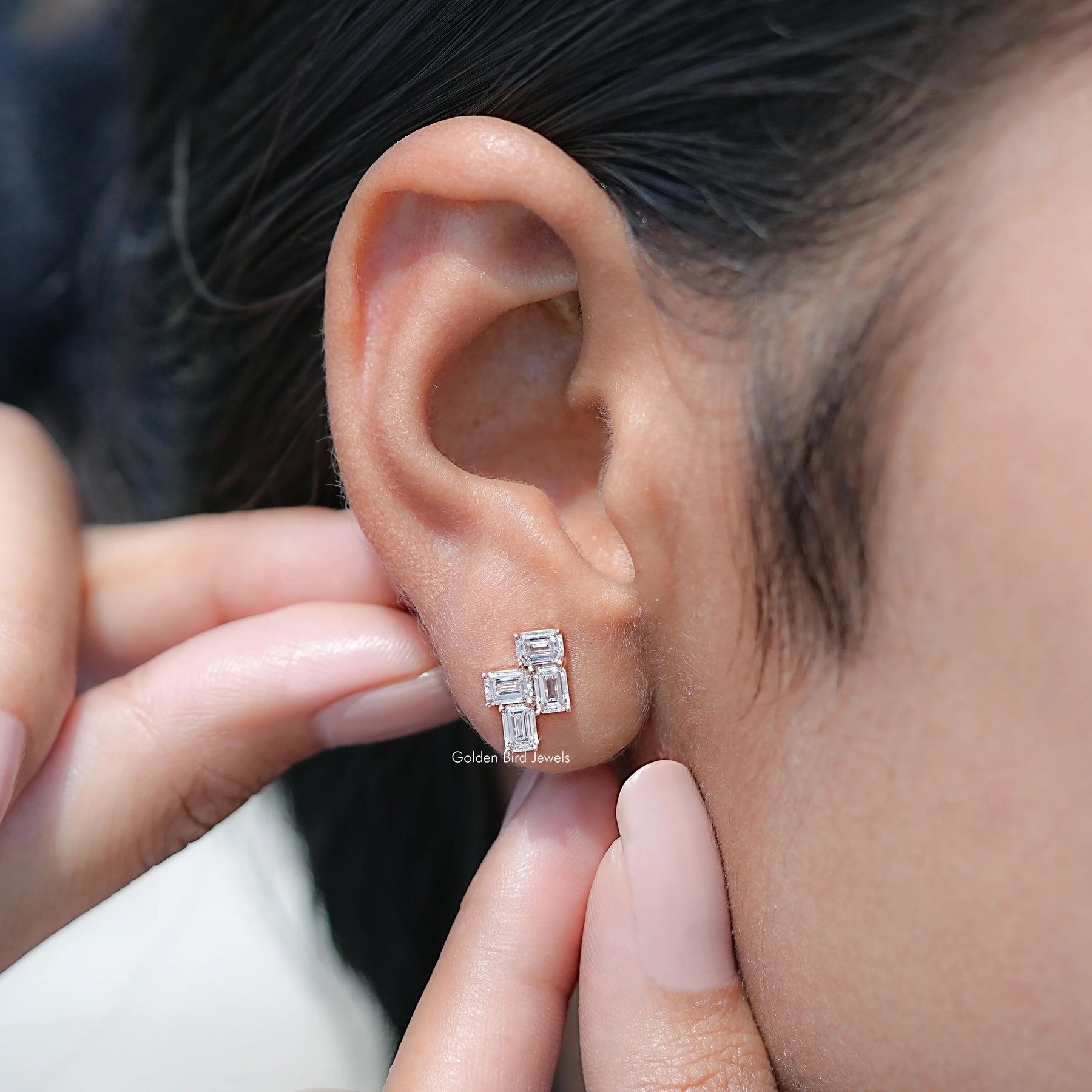 Emerald Cut Lab Grown Diamond Drop Earrings