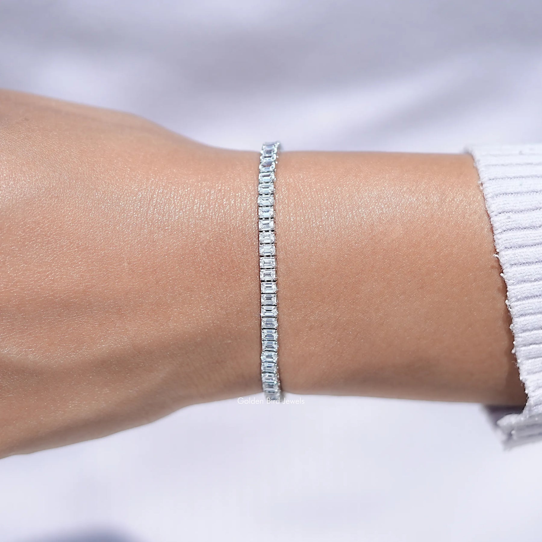 Emerald Cut Lab Diamond Tennis Bracelet