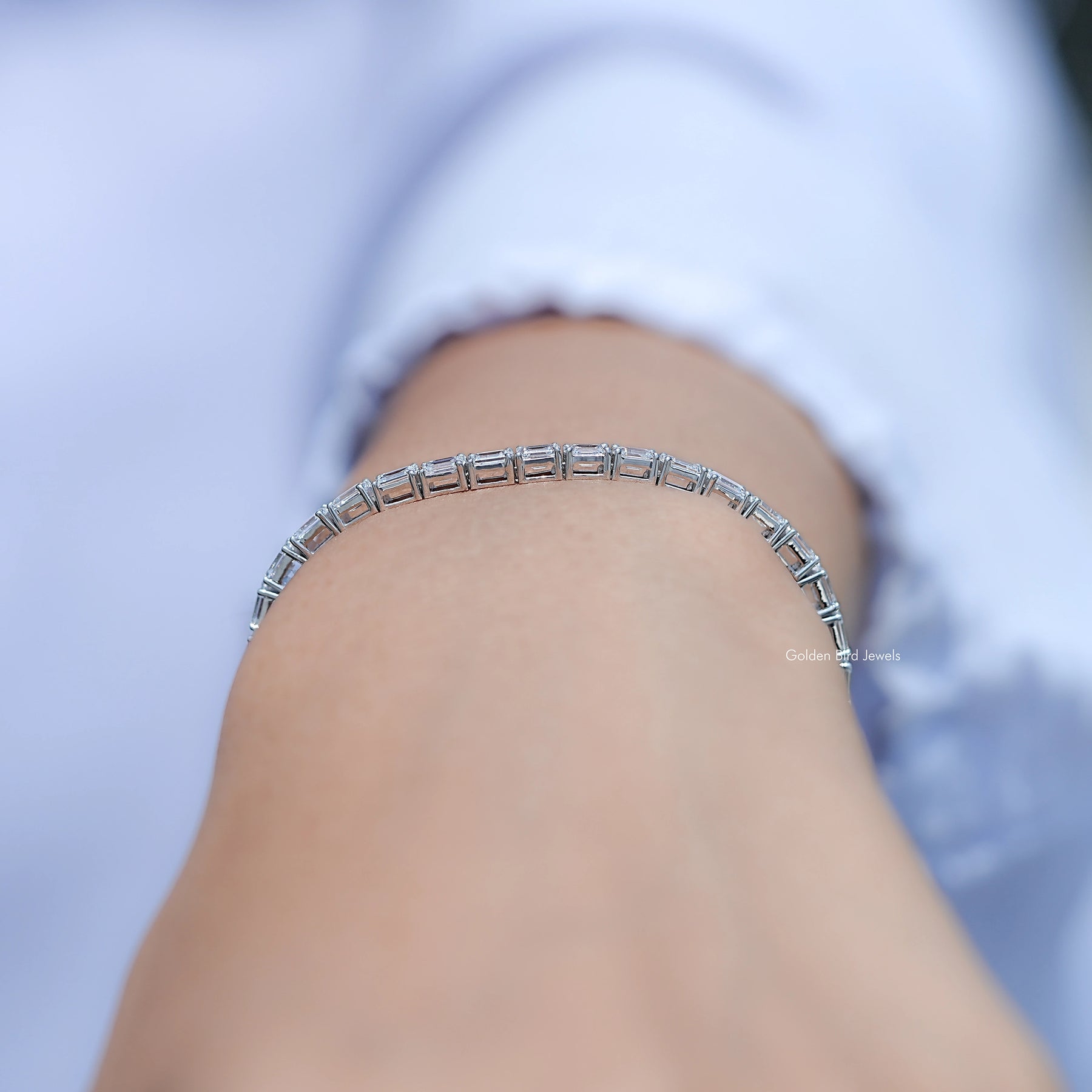 Emerald Cut Lab Grown Diamond Tennis Bracelet