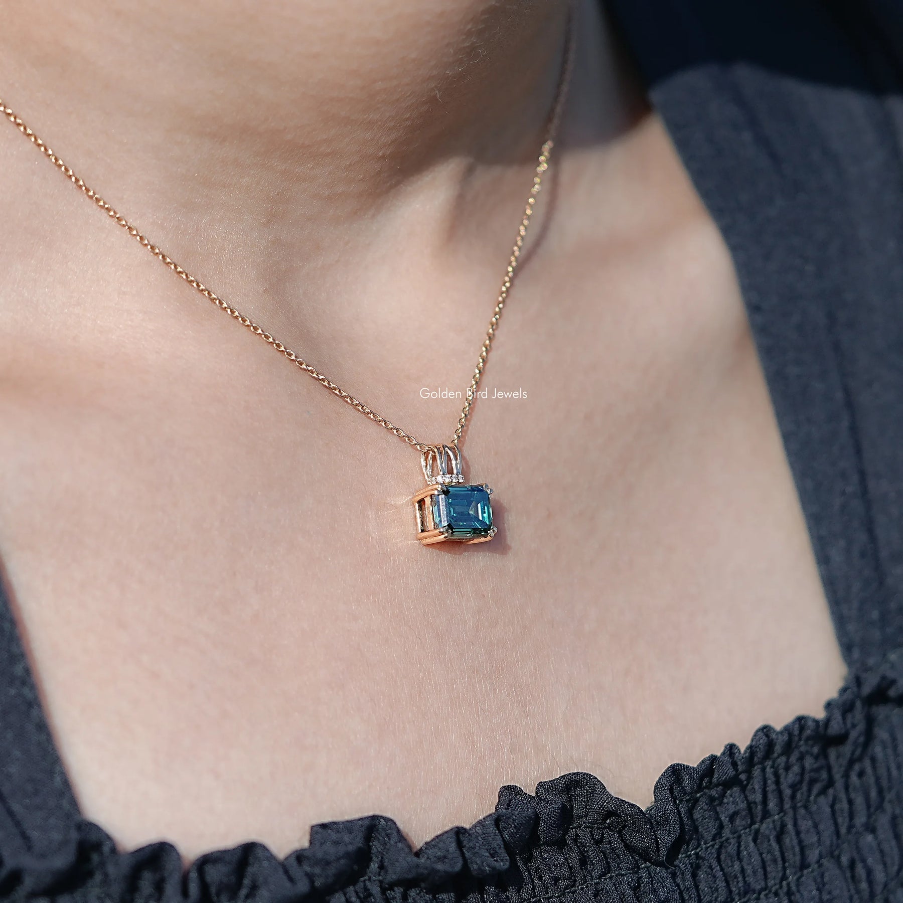 Side View Of Fancy Color pendant in unique pattern