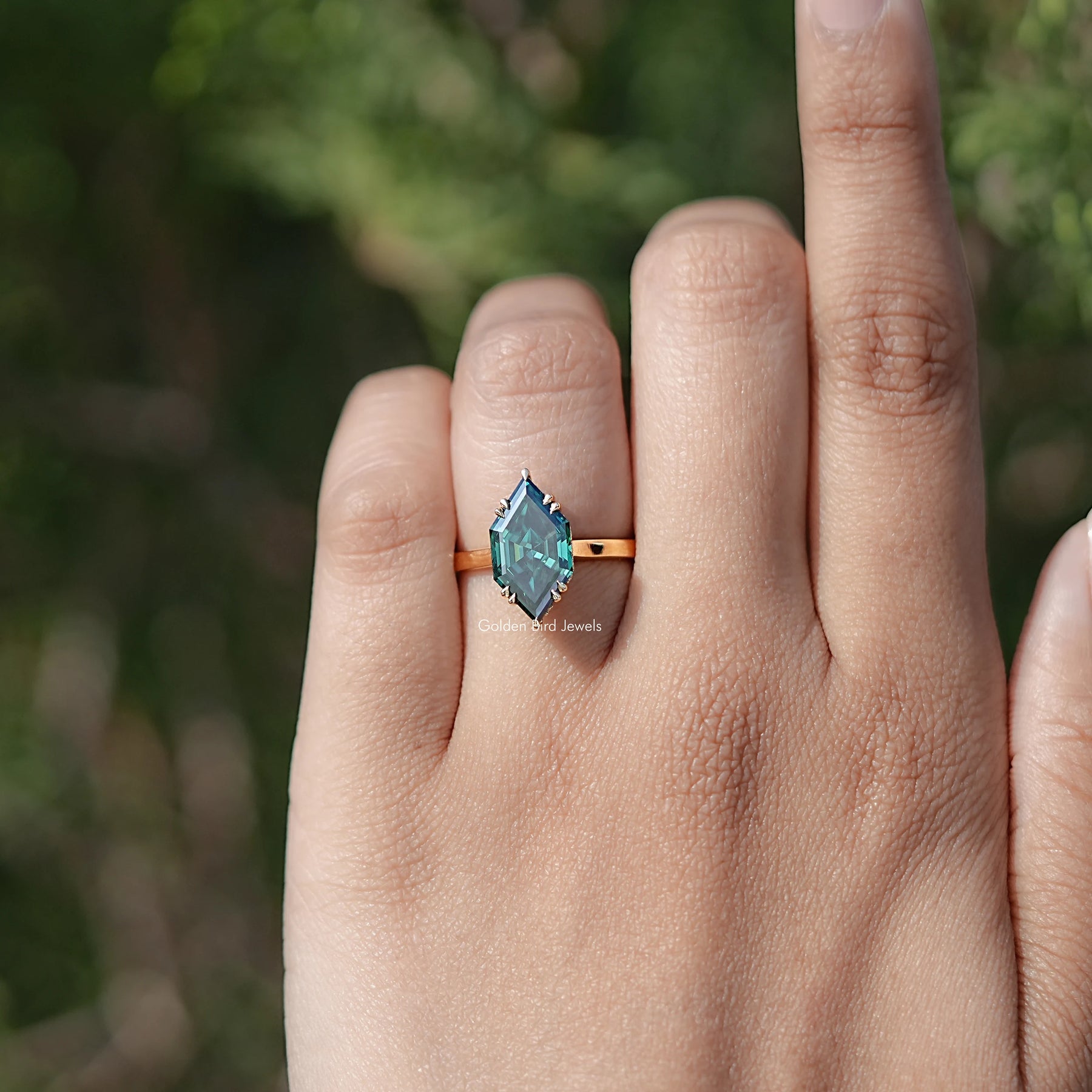 Top View Of Dutch Marquise Moissanite Solitaire Ring in prongs setting