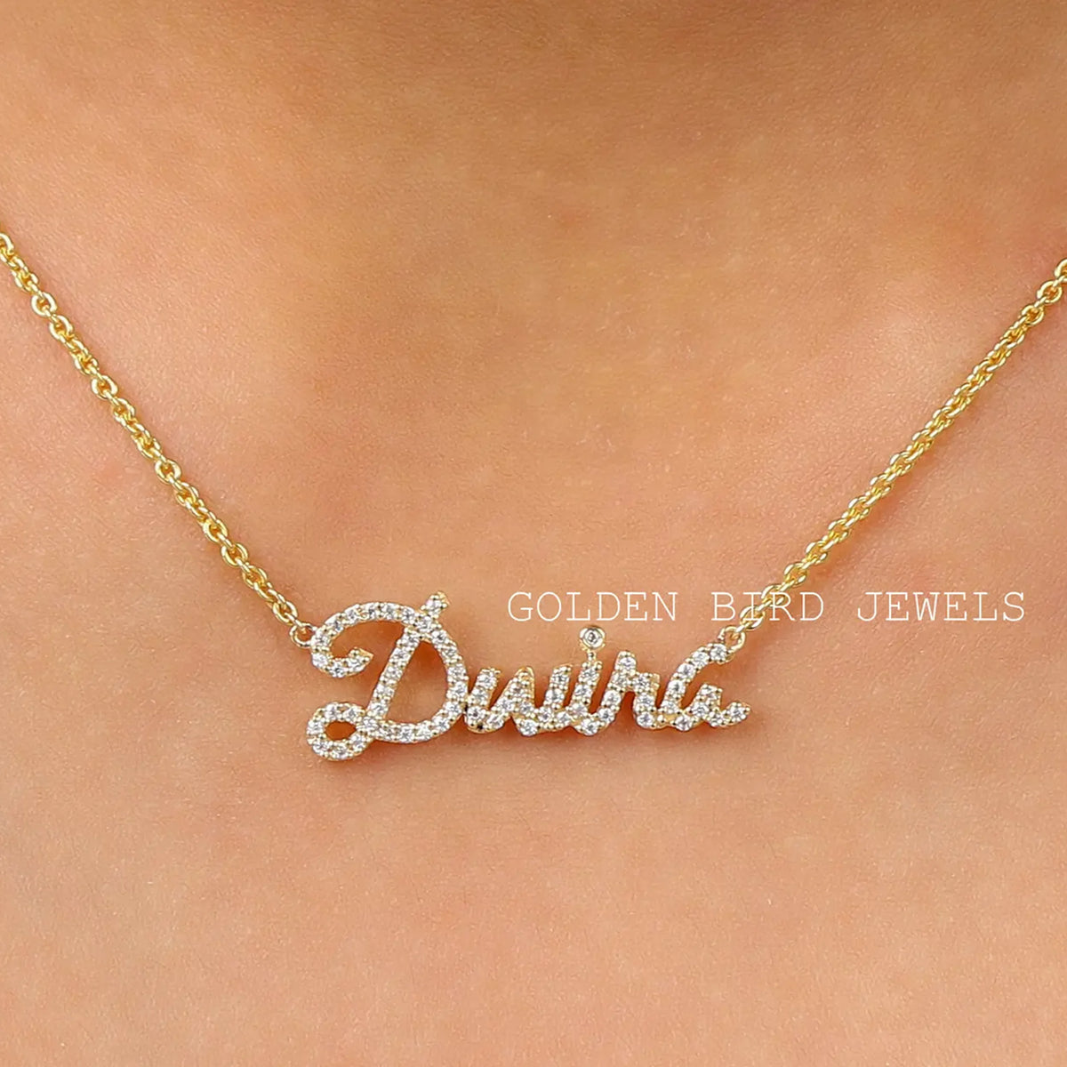 Moissanite Round Cut Personalized Name Pendant