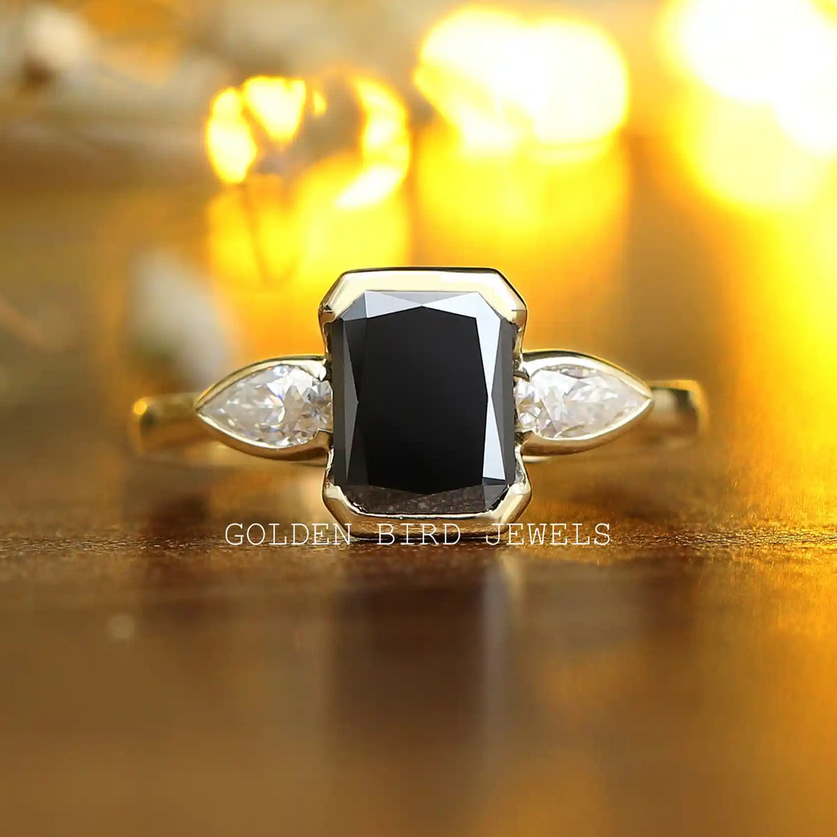 Radiant Cut Moissanite Three Stone Ring