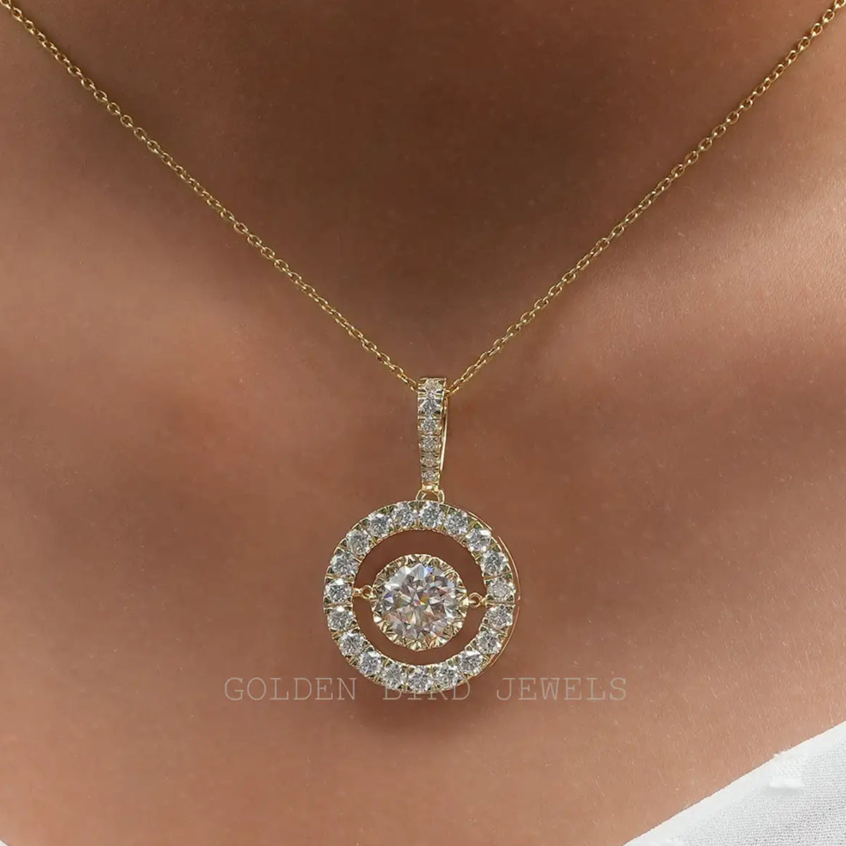 Moissanite Round Cut Halo Wedding Pendant