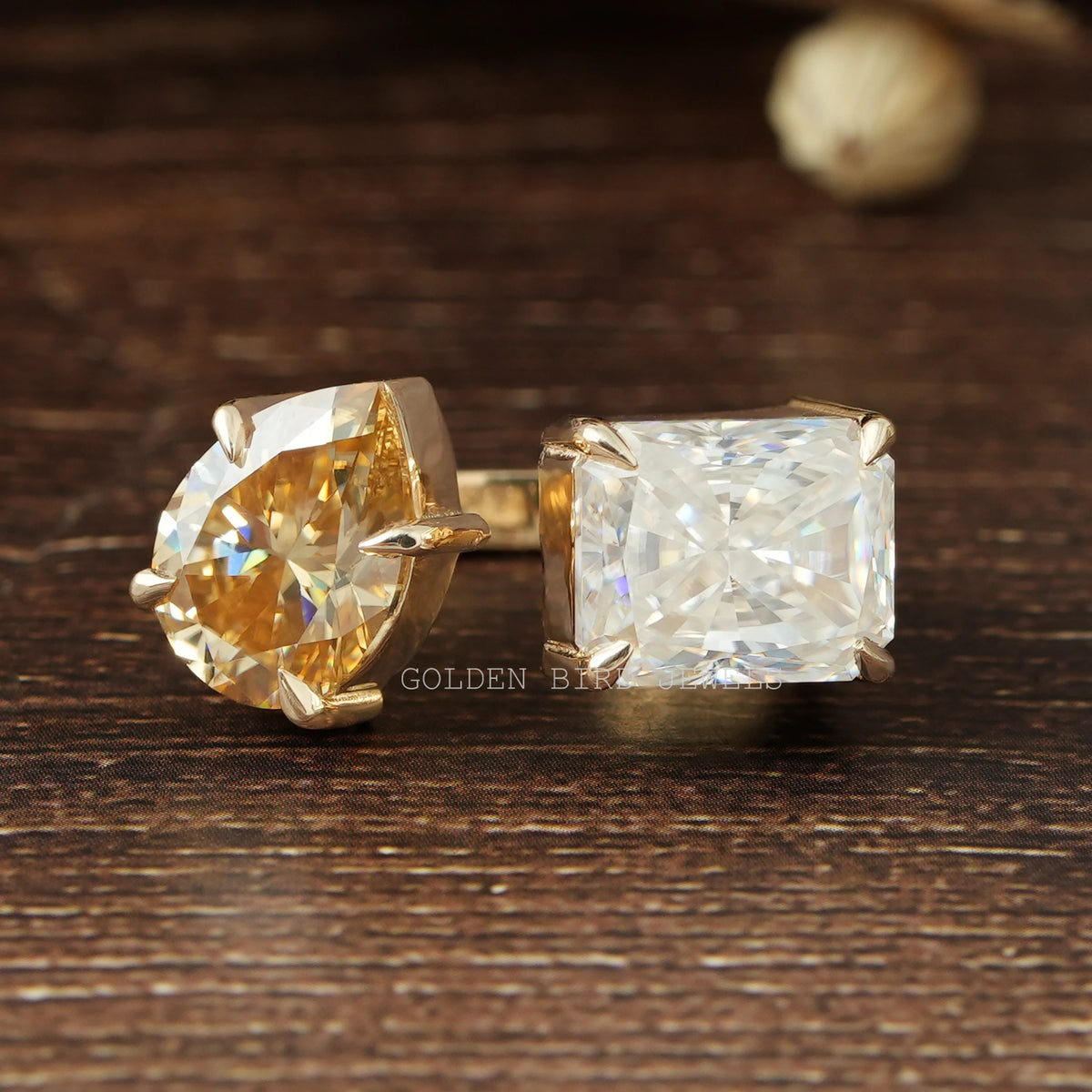 Pear And Radiant Cut Moissanite Open Ring