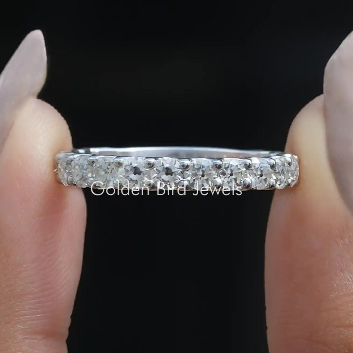 Old European Round Cut Moissanite 3/4 Eternity Band